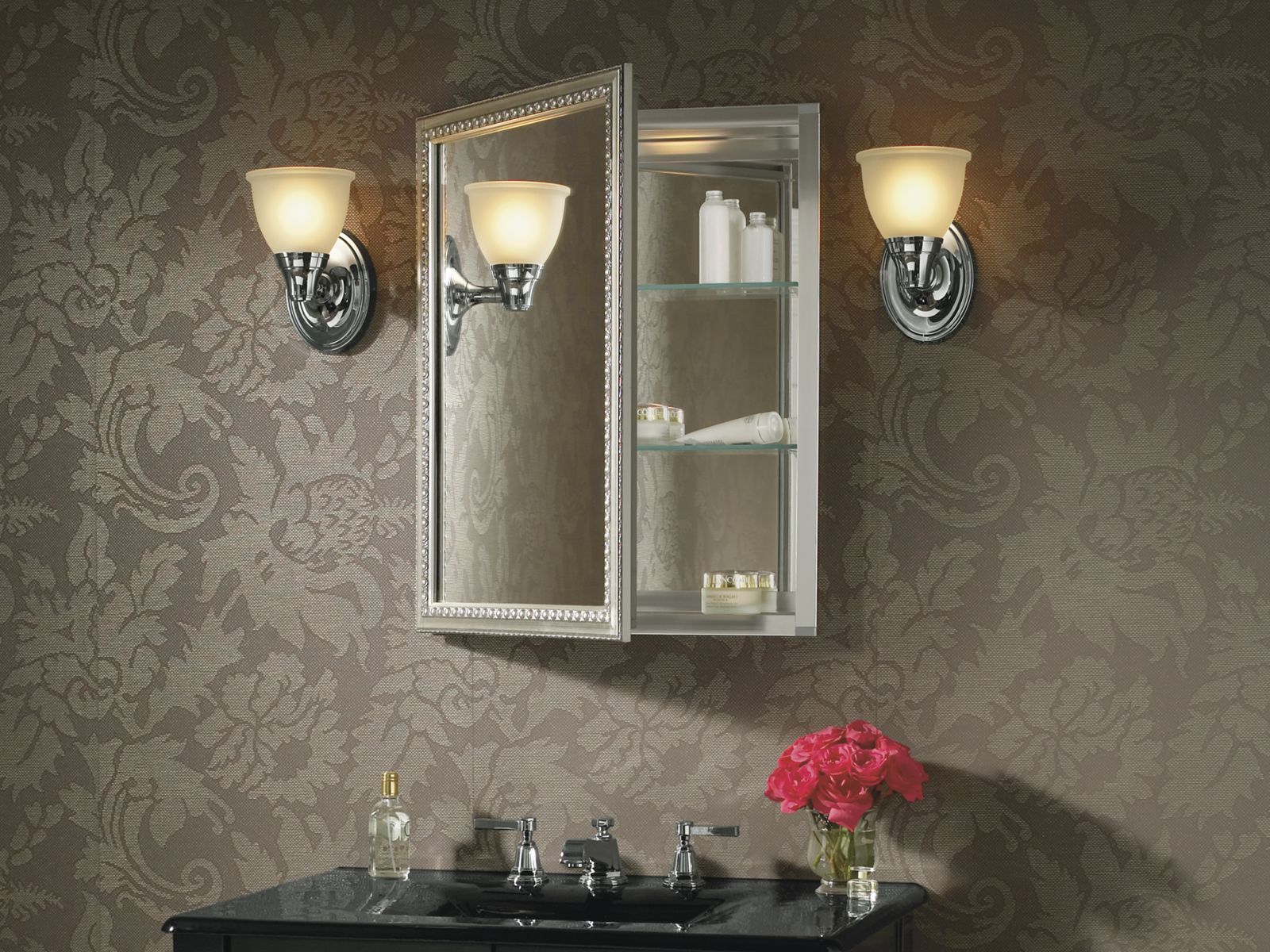 42365-20-w-x-26-h-aluminum-single-door-medicine-cabinet-with-decorative-silver-framed-mirrored-door-2.jpg 20" W x 26" H aluminum single-door medicine cabinet with decorative silver framed mirrored door