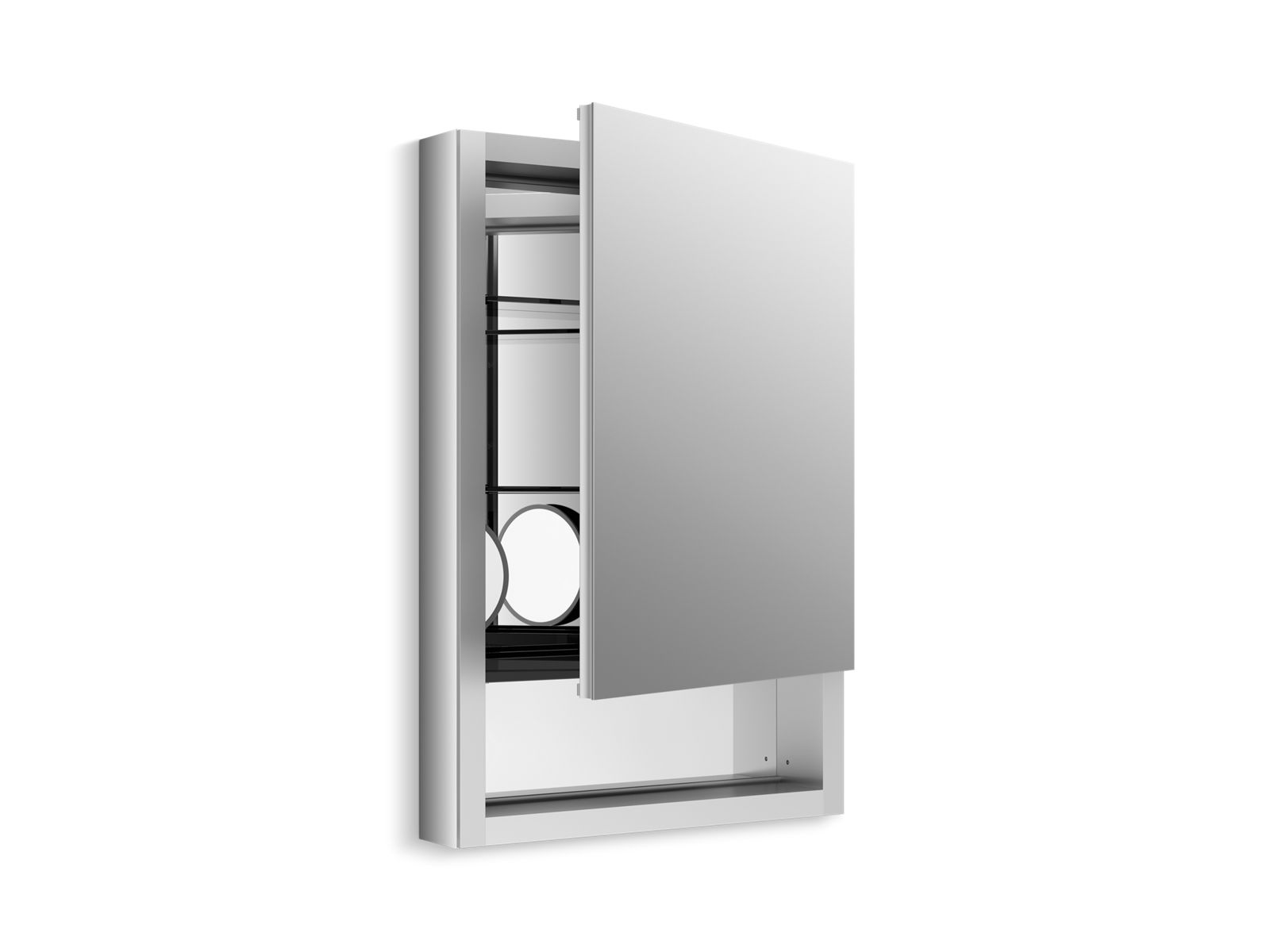 Verdera® 20" x 30" medicine cabinet with adjustable magnifying mirror, slow-close door, open shelf and right-hand hinge