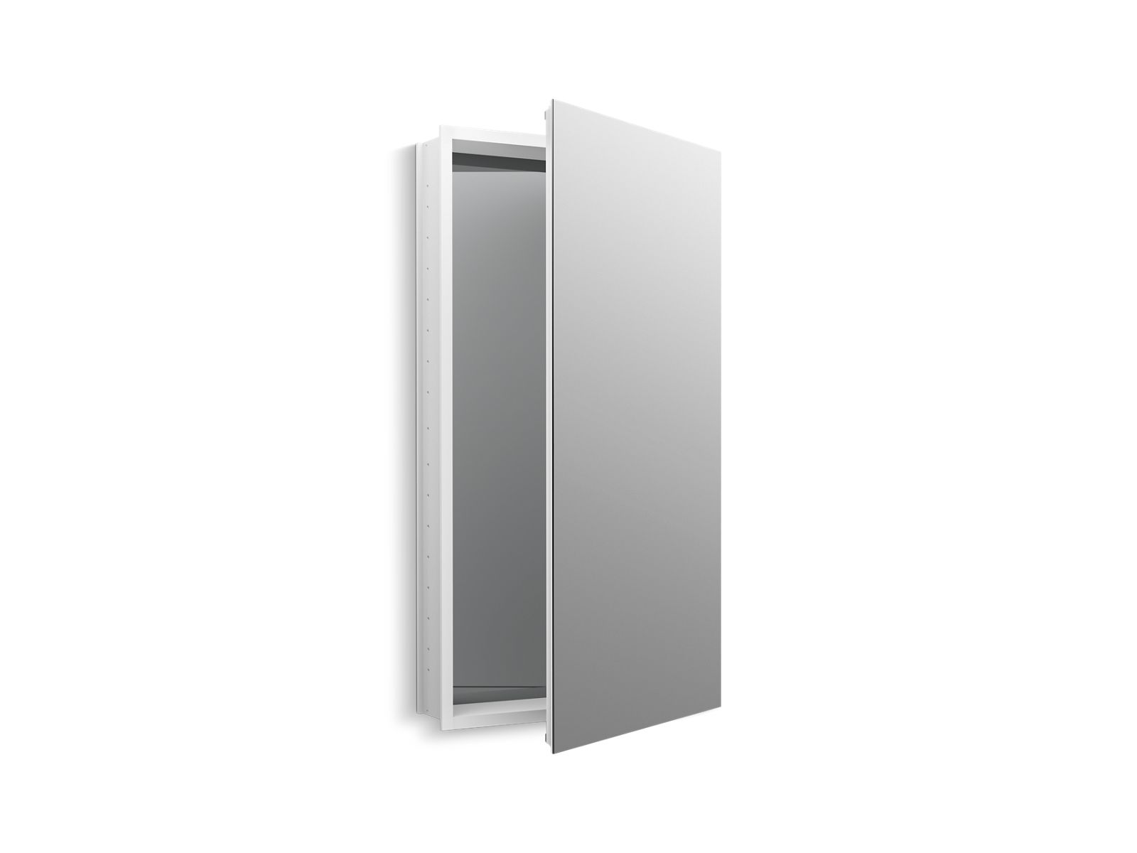 Catalan® 20-1/8" W x 36-1/8" H aluminum single-door medicine cabinet with 170 degree hinge
