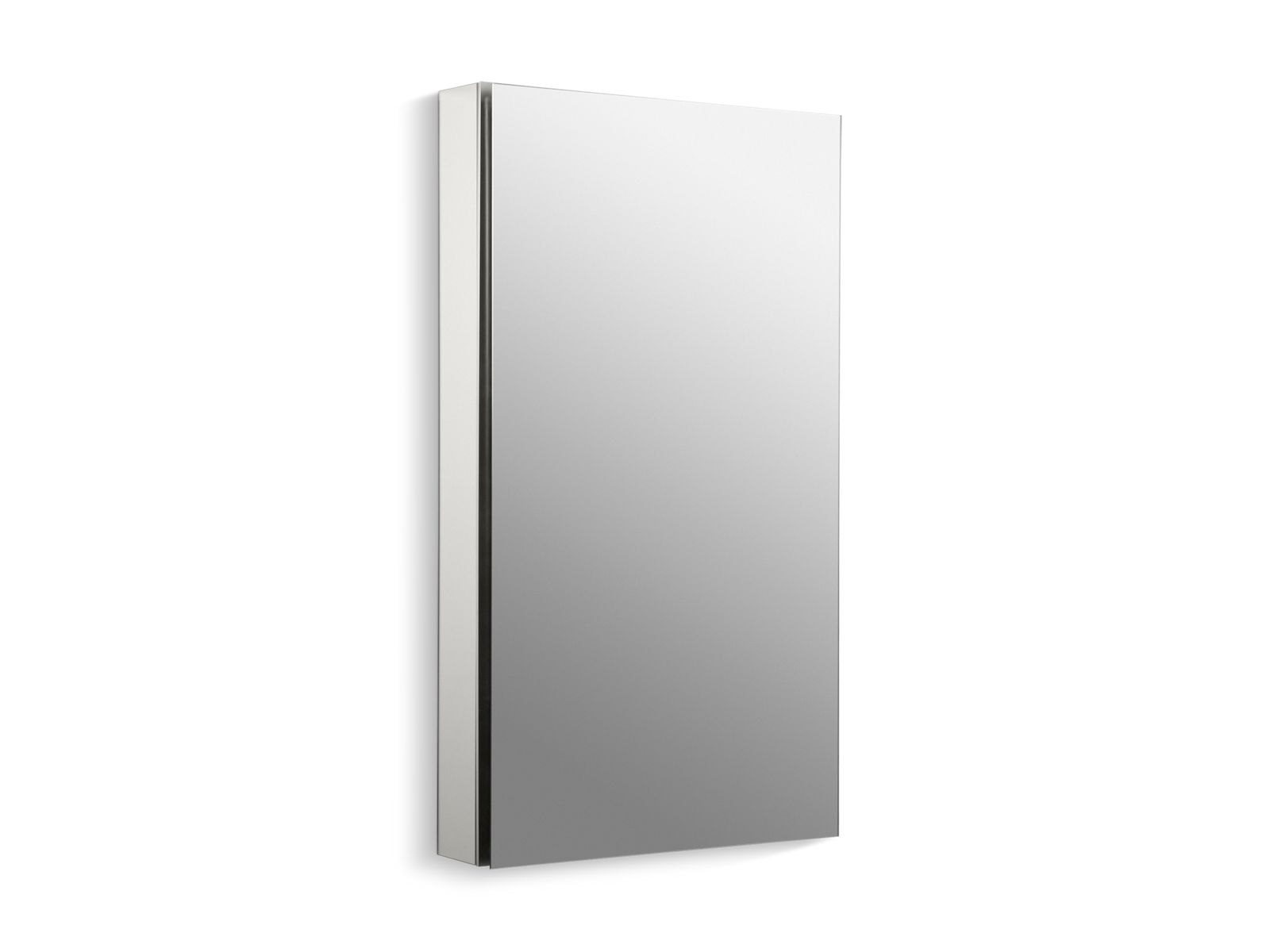 Catalan® 20-1/8" W x 36-1/8" H aluminum single-door medicine cabinet with 107 degree hinge