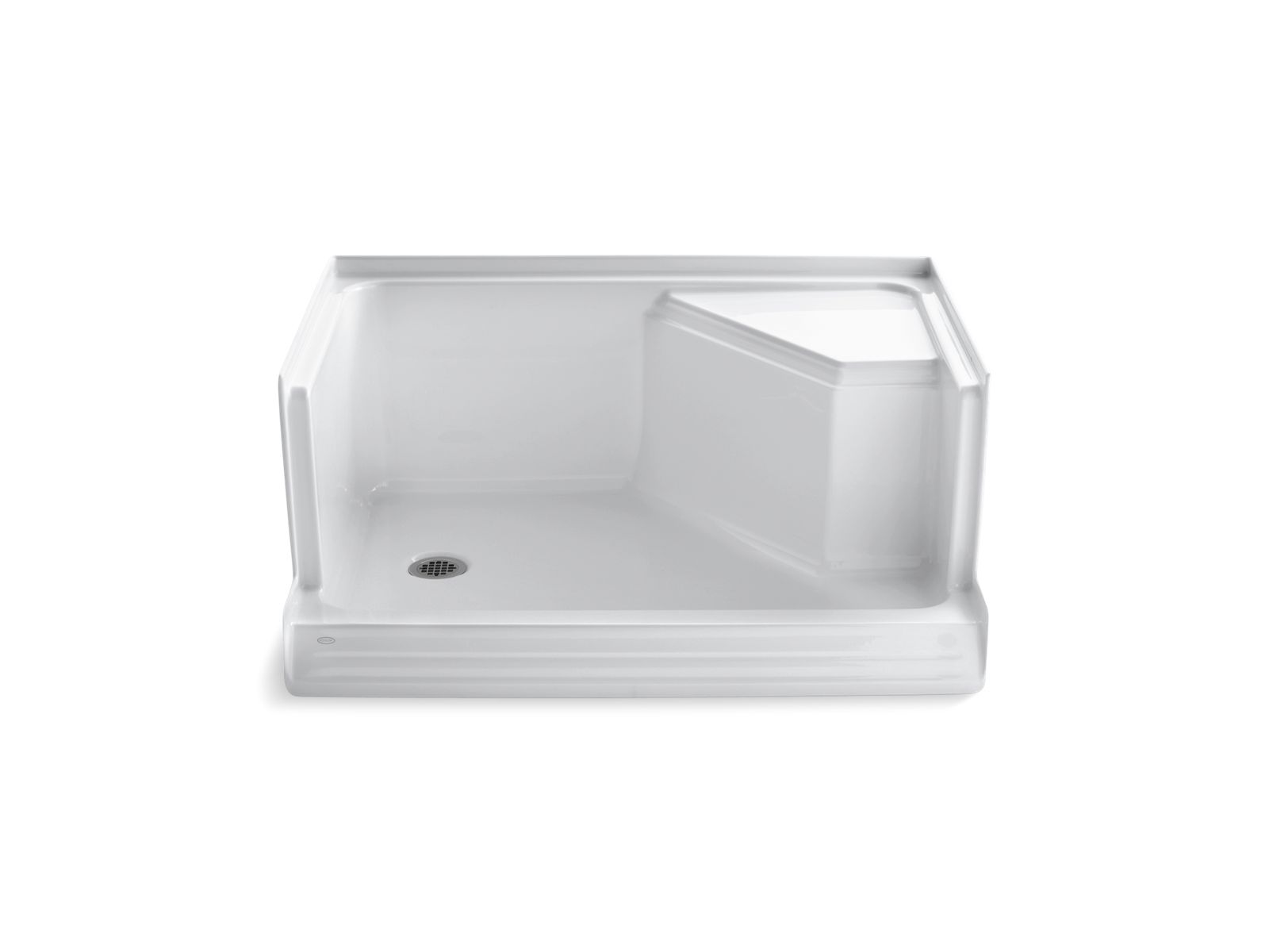 Memoirs® 48" x 36" single threshold left-hand drain shower base with integral seat at right