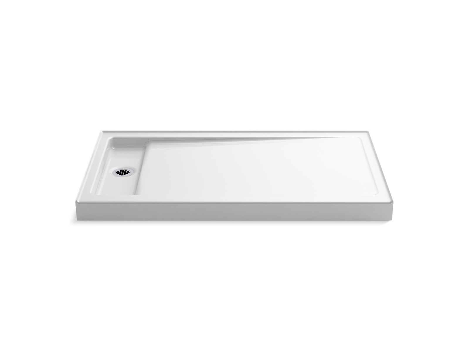 Bellwether® 60" x 34" alcove shower base, left offset drain