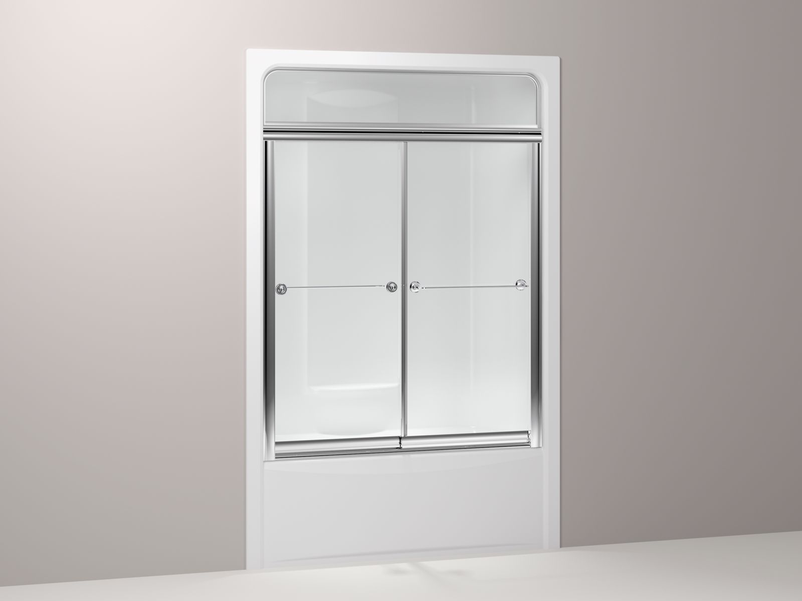 Senza(R) frameless sliding bath steam door for Sonata(R) 5' whirlpool modules with 1/4" thick Crystal Clear glass, 52" x 67-13/16"