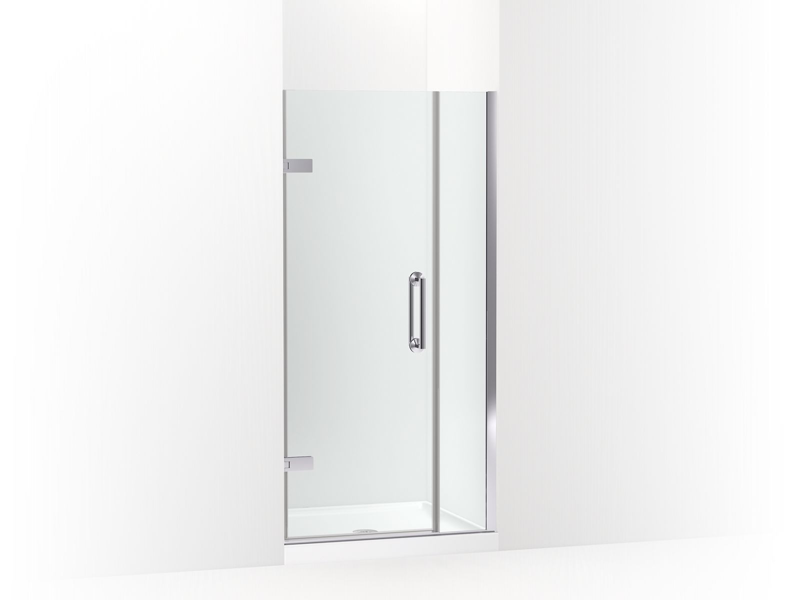 Components™ Frameless pivot shower door, 71-9/16" H x 33-5/8 - 34-3/8" W, with 3/8" thick Crystal Clear glass