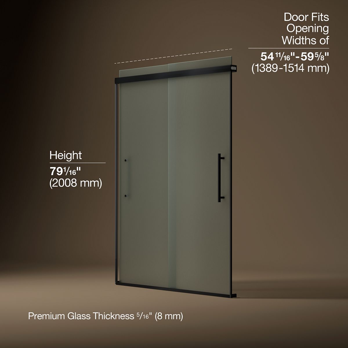 43633-pleat-frameless-sliding-shower-door-79-1-16-h-x-54-5-8-59-5-8-w-with-5-16-thick-frosted-glass-12.jpg Pleat® Frameless sliding shower door, 79-1/16" H x 54-5/8 - 59-5/8" W, with 5/16" thick Frosted glass