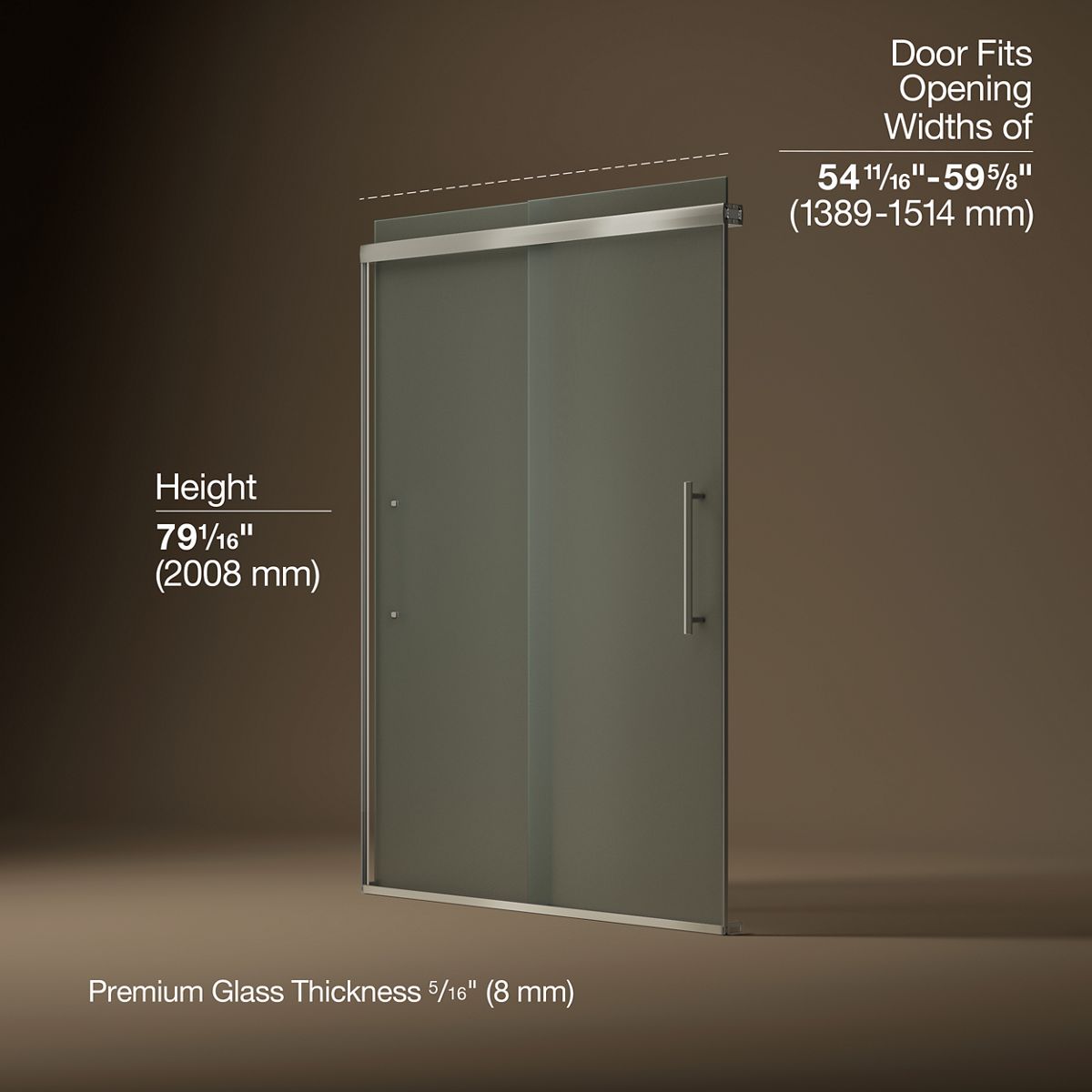 43633-pleat-frameless-sliding-shower-door-79-1-16-h-x-54-5-8-59-5-8-w-with-5-16-thick-frosted-glass-13.jpg Pleat® Frameless sliding shower door, 79-1/16" H x 54-5/8 - 59-5/8" W, with 5/16" thick Frosted glass