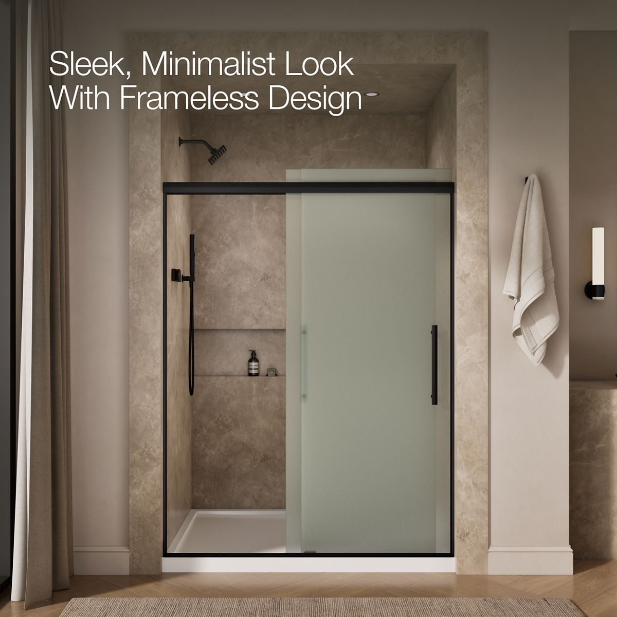 43633-pleat-frameless-sliding-shower-door-79-1-16-h-x-54-5-8-59-5-8-w-with-5-16-thick-frosted-glass-24.jpg Pleat® Frameless sliding shower door, 79-1/16" H x 54-5/8 - 59-5/8" W, with 5/16" thick Frosted glass
