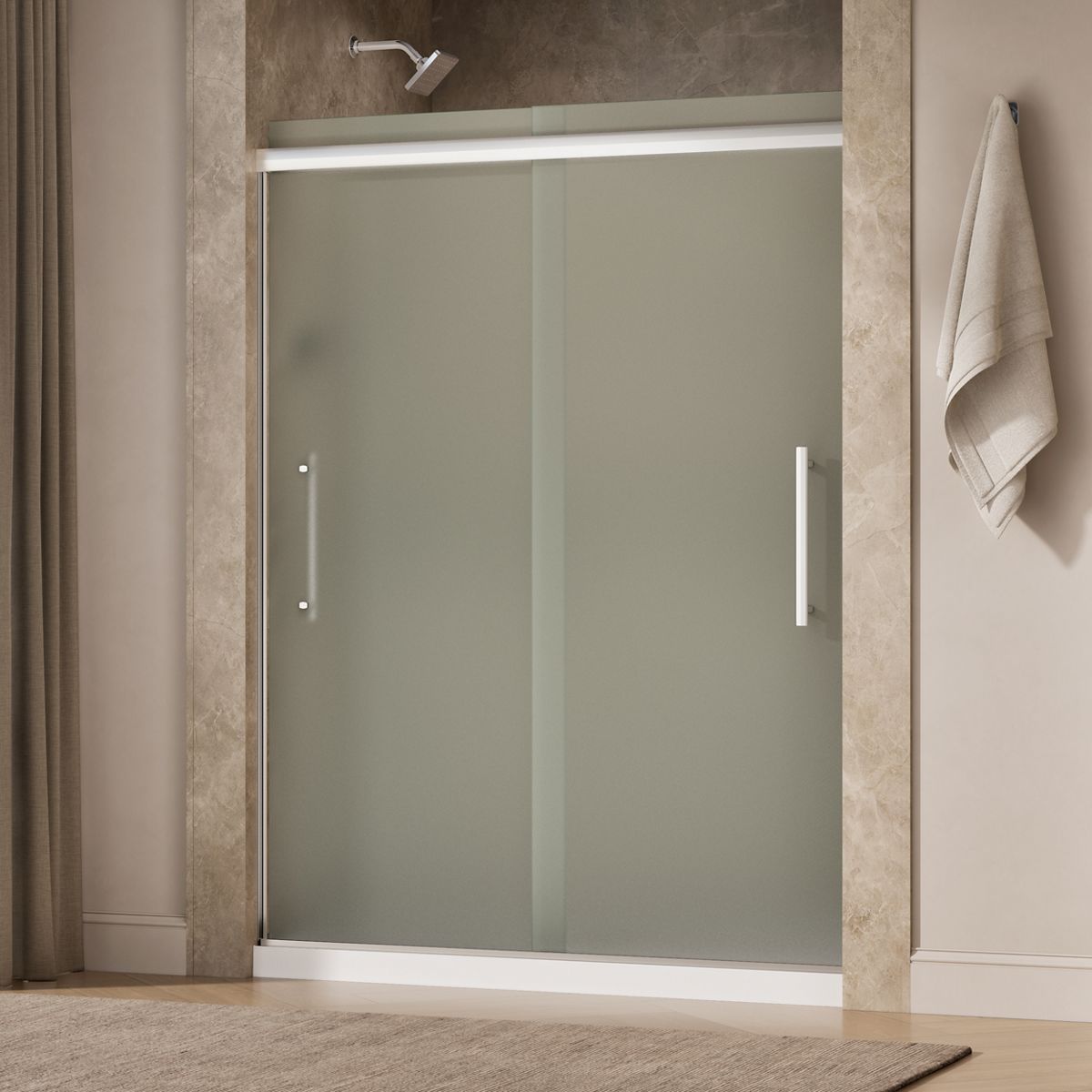 43633-pleat-frameless-sliding-shower-door-79-1-16-h-x-54-5-8-59-5-8-w-with-5-16-thick-frosted-glass-8.jpg Pleat® Frameless sliding shower door, 79-1/16" H x 54-5/8 - 59-5/8" W, with 5/16" thick Frosted glass