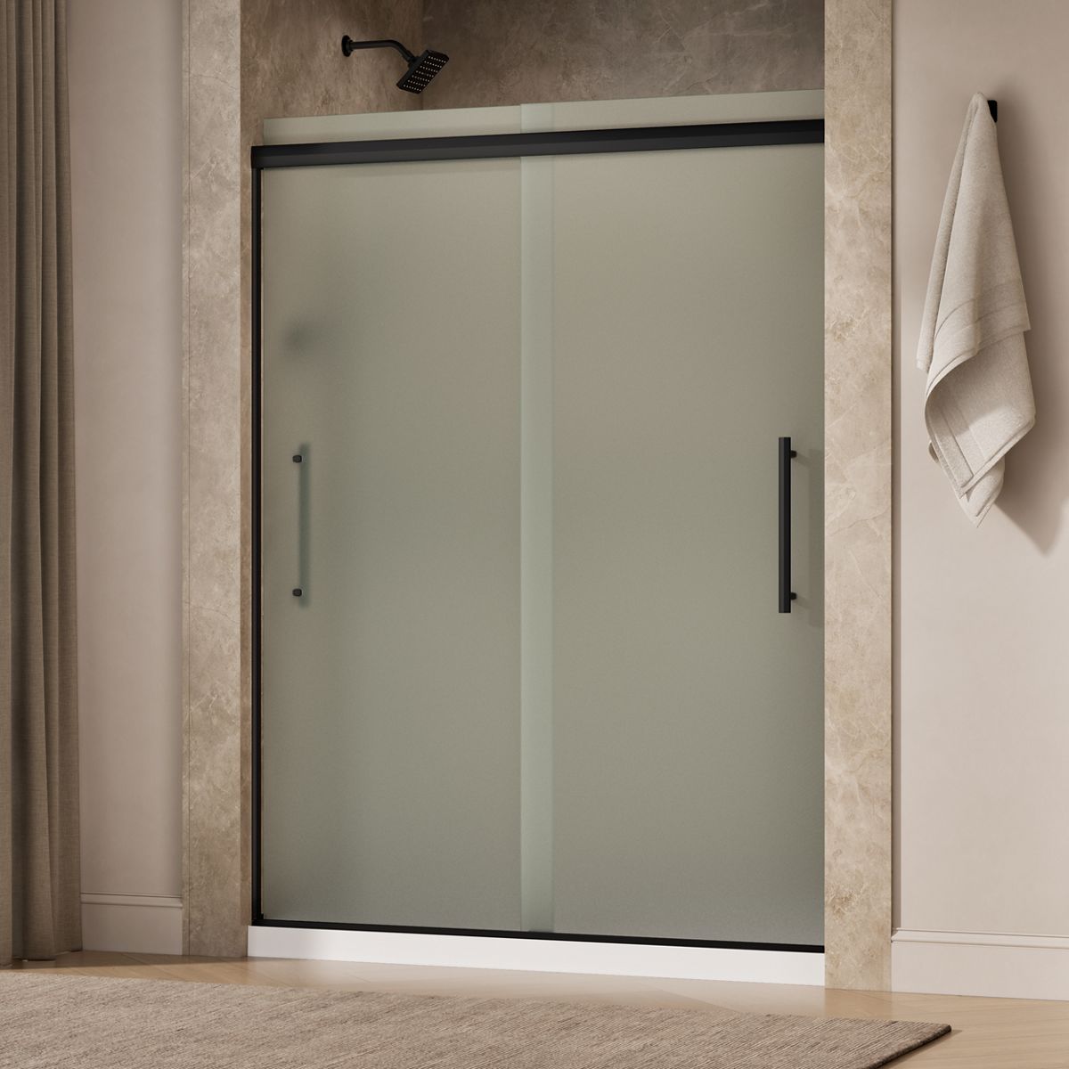 43633-pleat-frameless-sliding-shower-door-79-1-16-h-x-54-5-8-59-5-8-w-with-5-16-thick-frosted-glass-9.jpg Pleat® Frameless sliding shower door, 79-1/16" H x 54-5/8 - 59-5/8" W, with 5/16" thick Frosted glass