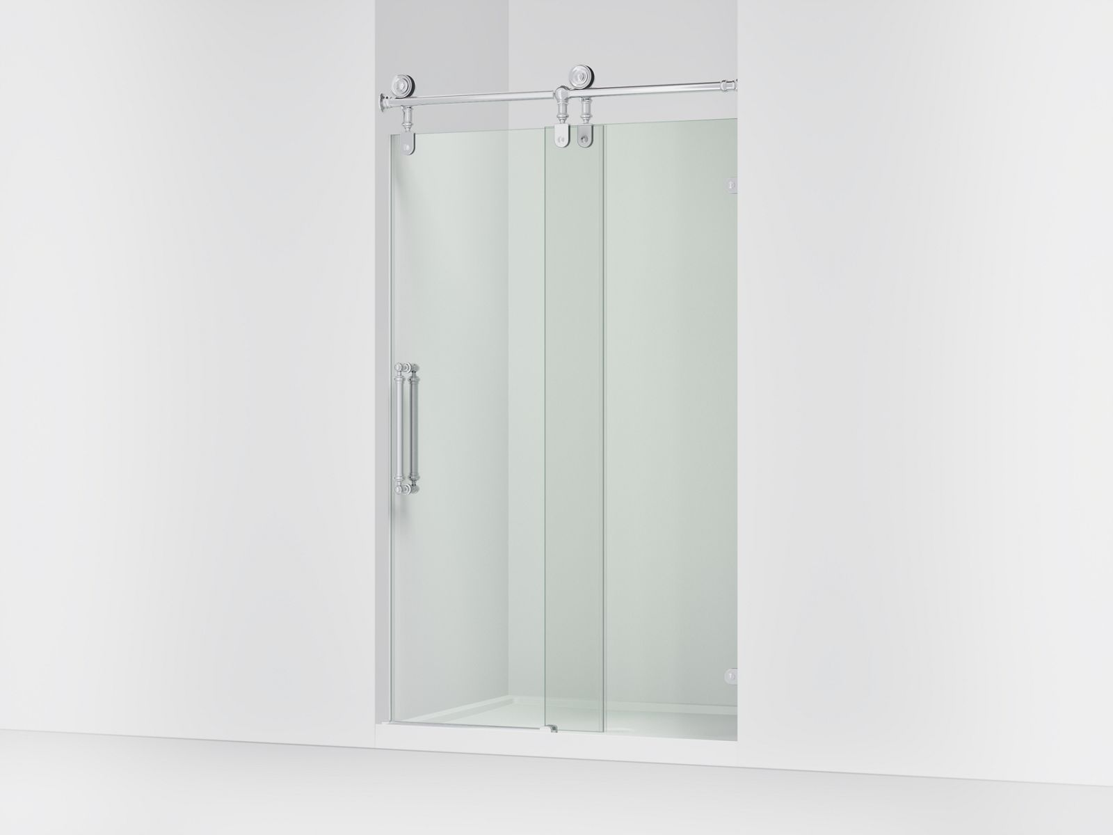 Artifacts™ 80-7/8" H sliding shower door with 3/8"-thick glass