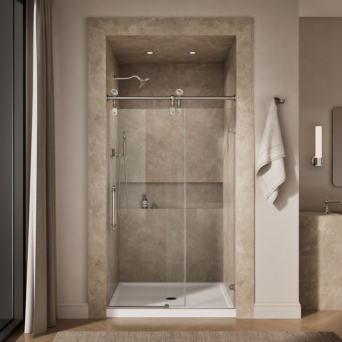 43637-artifacts-80-7-8-h-sliding-shower-door-with-3-8-thick-glass-10.jpg Artifacts™ 80-7/8" H sliding shower door with 3/8"-thick glass