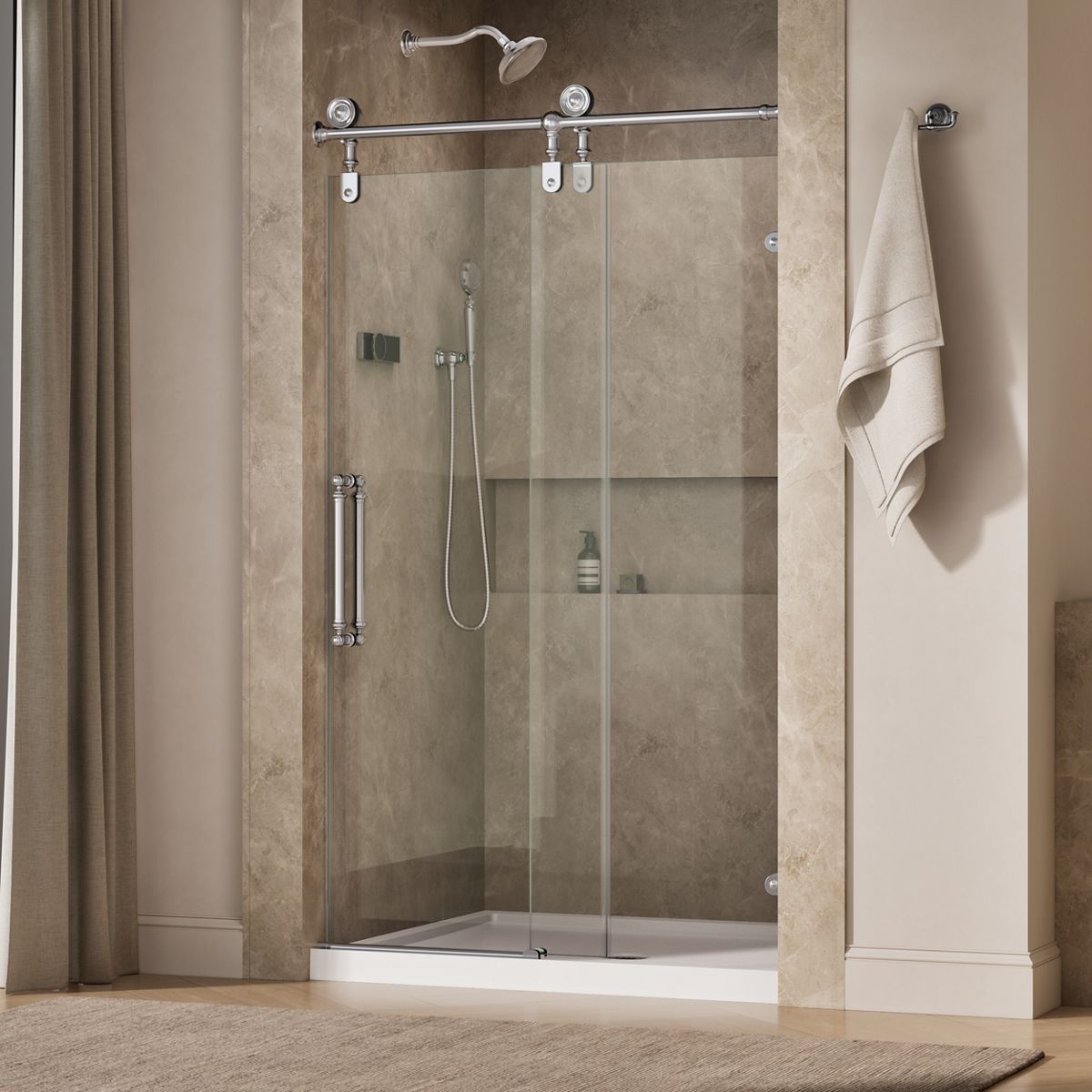 43637-artifacts-80-7-8-h-sliding-shower-door-with-3-8-thick-glass-15.jpg Artifacts™ 80-7/8" H sliding shower door with 3/8"-thick glass