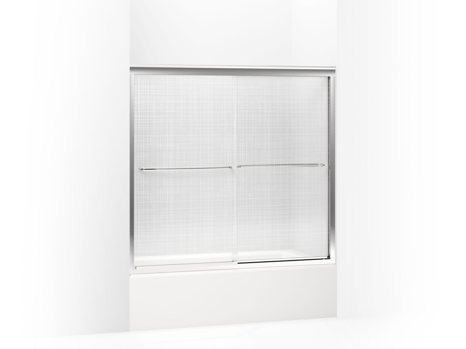 Fluence® Sliding bath door, 55-3/4" H x 54 - 57" W, with 1/4" thick Cavata® glass