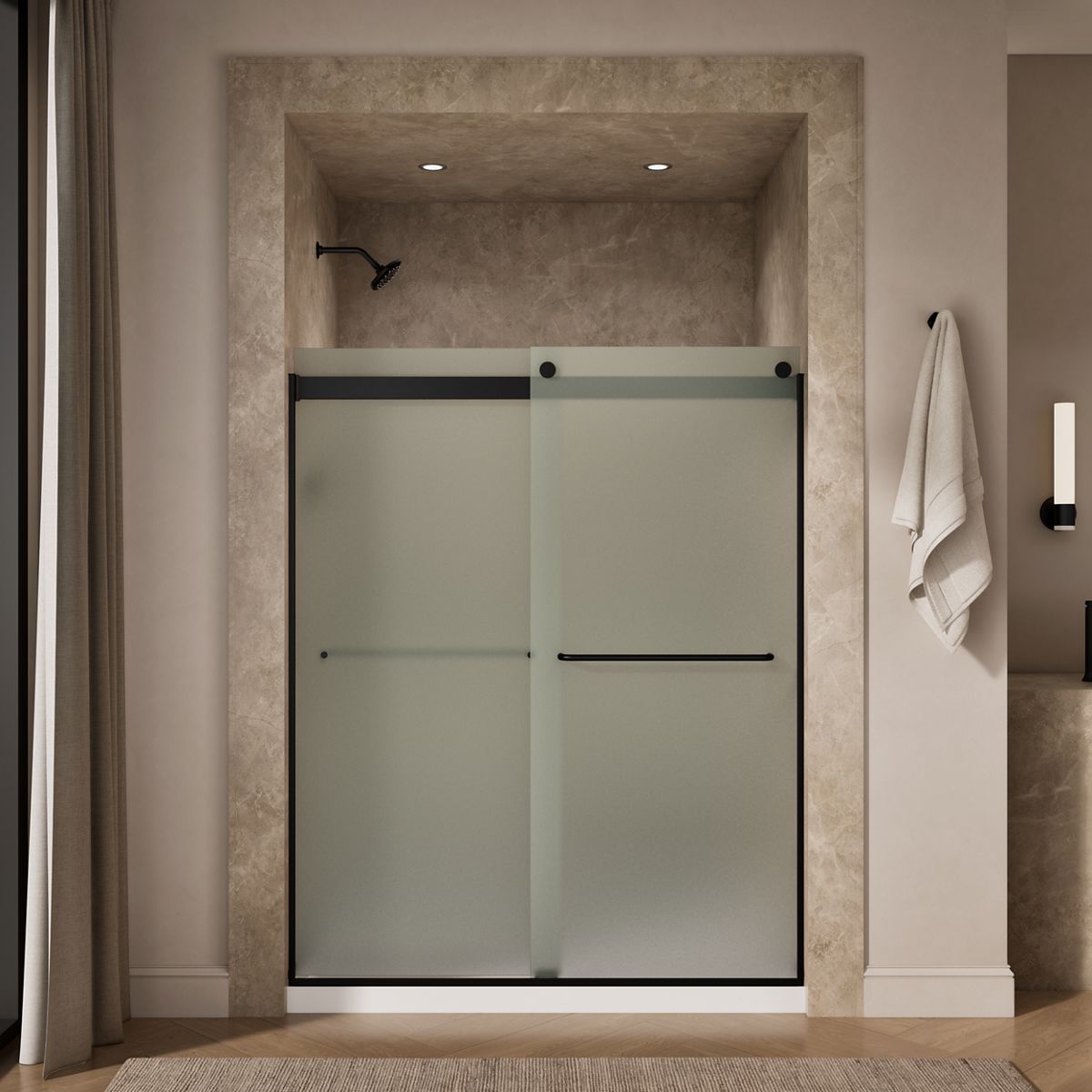 43677-levity-sliding-shower-door-74-h-x-56-5-8-59-5-8-w-with-1-4-thick-frosted-glass-10.jpg Levity® Sliding shower door, 74" H x 56-5/8 - 59-5/8" W, with 1/4" thick Frosted glass