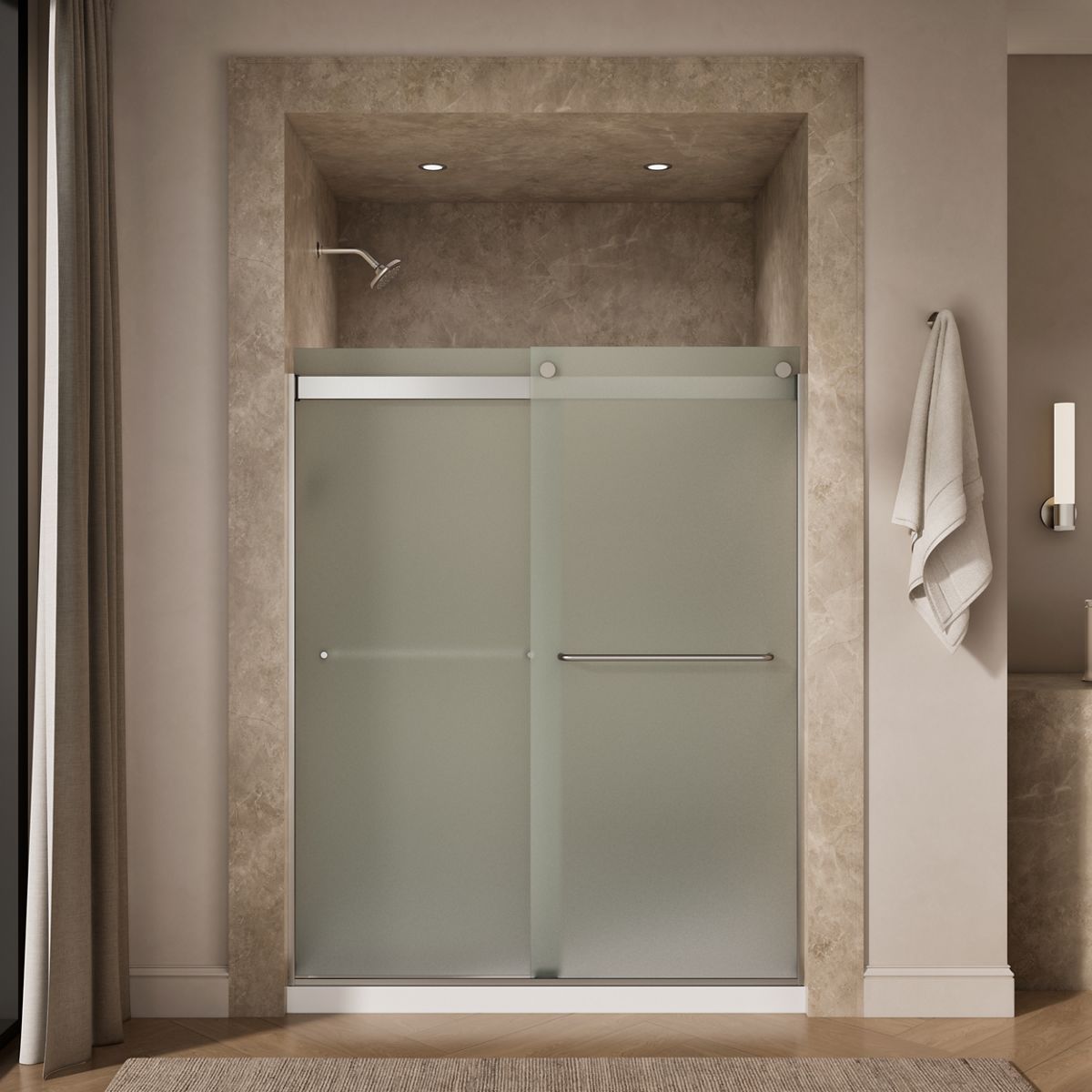 43677-levity-sliding-shower-door-74-h-x-56-5-8-59-5-8-w-with-1-4-thick-frosted-glass-11.jpg Levity® Sliding shower door, 74" H x 56-5/8 - 59-5/8" W, with 1/4" thick Frosted glass