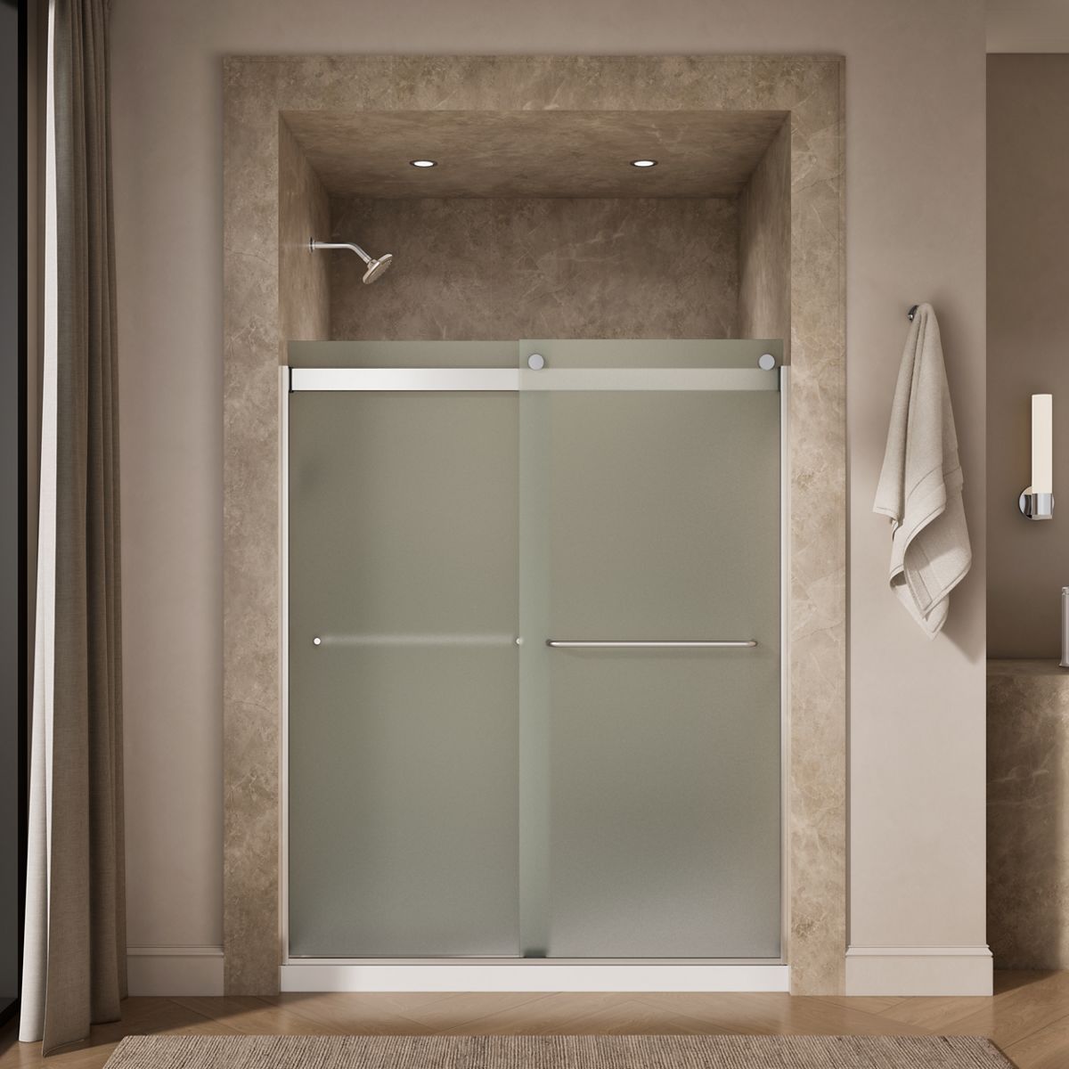 43677-levity-sliding-shower-door-74-h-x-56-5-8-59-5-8-w-with-1-4-thick-frosted-glass-7.jpg Levity® Sliding shower door, 74" H x 56-5/8 - 59-5/8" W, with 1/4" thick Frosted glass