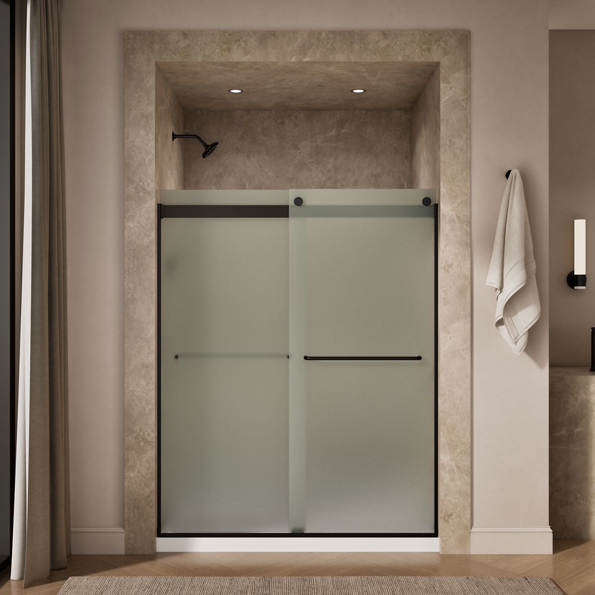 43677-levity-sliding-shower-door-74-h-x-56-5-8-59-5-8-w-with-1-4-thick-frosted-glass-9.jpg Levity® Sliding shower door, 74" H x 56-5/8 - 59-5/8" W, with 1/4" thick Frosted glass