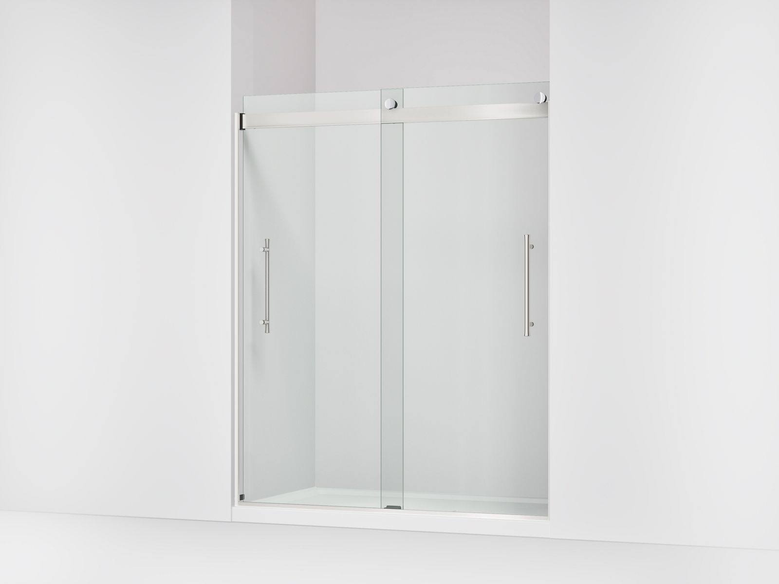 Elmbrook™ Frameless sliding shower door, 73-9/16" H x 54-5/8 - 59-5/8" W, with 5/16" thick Crystal Clear glass