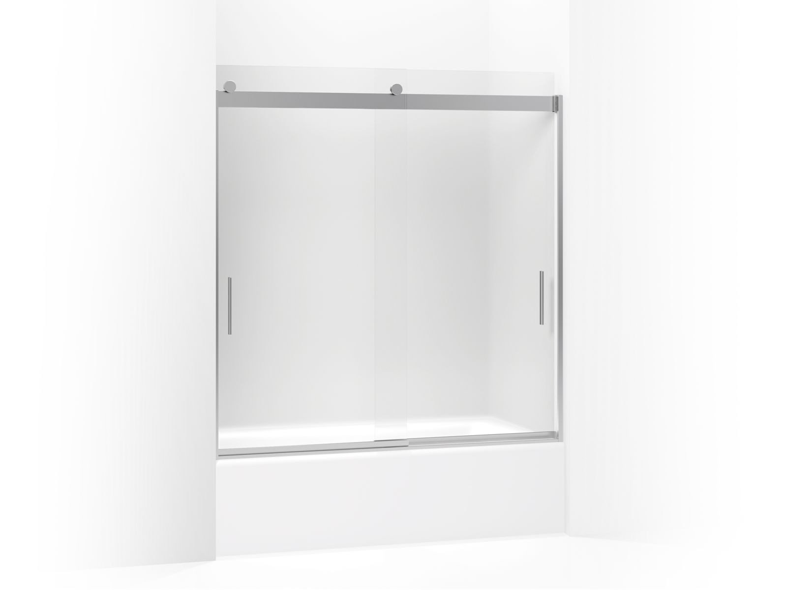 Levity® Sliding bath door, 62" H x 56-5/8 - 59-5/8" W, with 1/4" thick Frosted glass