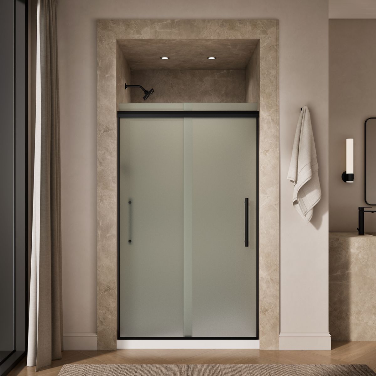 43731-pleat-frameless-sliding-shower-door-79-1-16-h-x-44-5-8-47-5-8-w-with-5-16-thick-frosted-glass-24.jpg Pleat® Frameless sliding shower door, 79-1/16" H x 44-5/8 - 47-5/8" W, with 5/16" thick Frosted glass