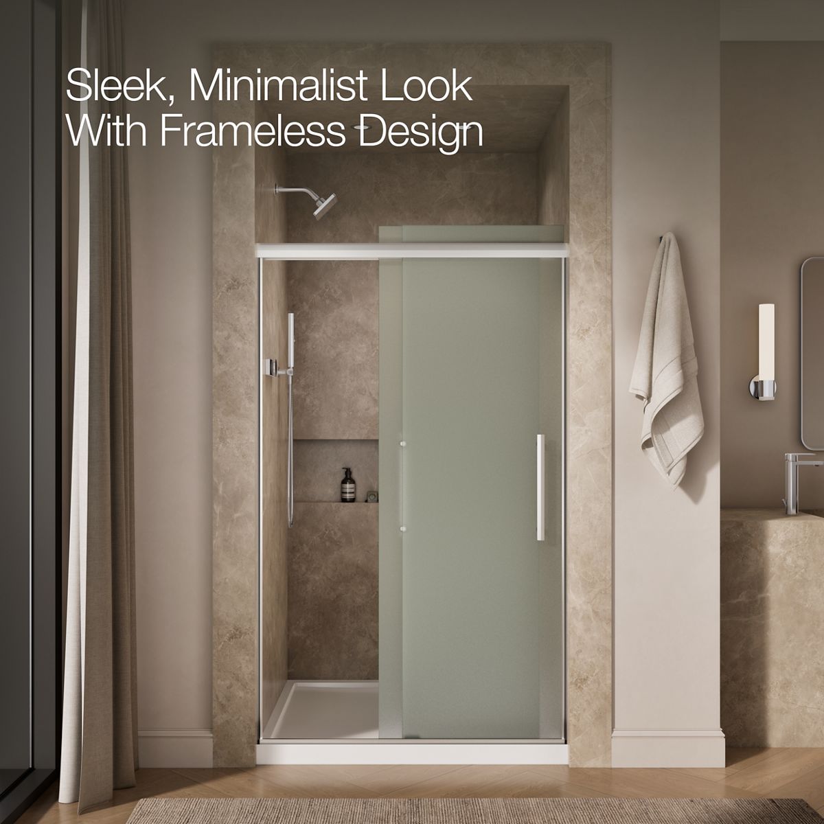 43731-pleat-frameless-sliding-shower-door-79-1-16-h-x-44-5-8-47-5-8-w-with-5-16-thick-frosted-glass-5.jpg Pleat® Frameless sliding shower door, 79-1/16" H x 44-5/8 - 47-5/8" W, with 5/16" thick Frosted glass