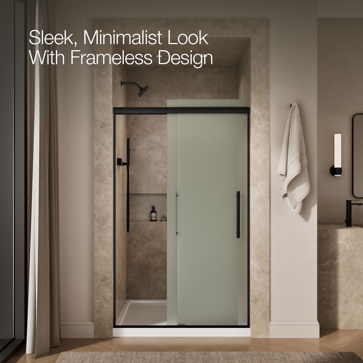43731-pleat-frameless-sliding-shower-door-79-1-16-h-x-44-5-8-47-5-8-w-with-5-16-thick-frosted-glass-6.jpg Pleat® Frameless sliding shower door, 79-1/16" H x 44-5/8 - 47-5/8" W, with 5/16" thick Frosted glass