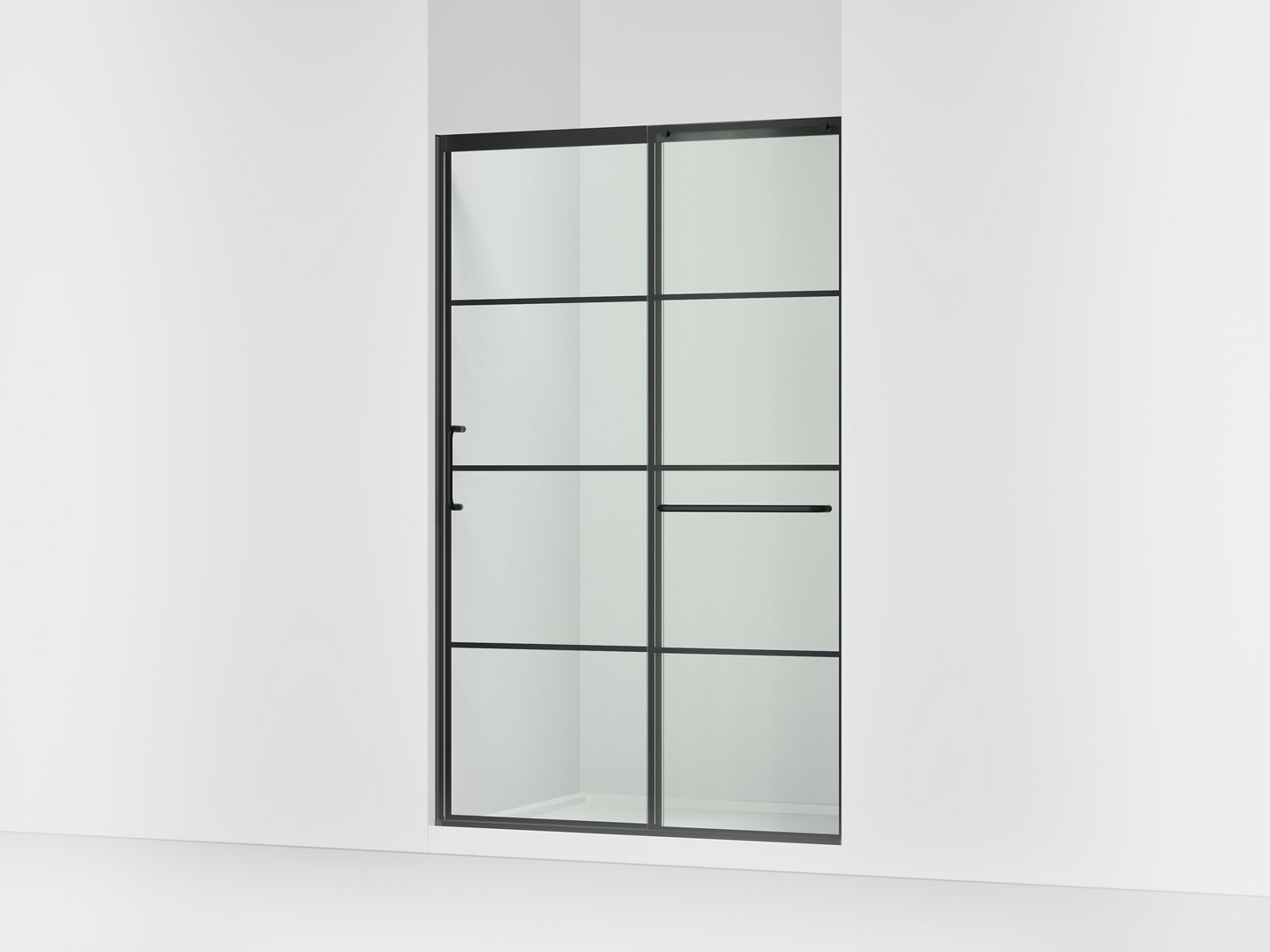 43757-elate-sliding-shower-door-75-1-2-h-x-44-1-4-47-5-8-w-with-heavy-5-16-thick-crystal-clear-glass-with-rectangular-grille-pattern-1.jpg Elate® Sliding shower door, 75-1/2" H x 44-1/4 - 47-5/8" W, with heavy 5/16" thick Crystal Clear glass with rectangular grille pattern