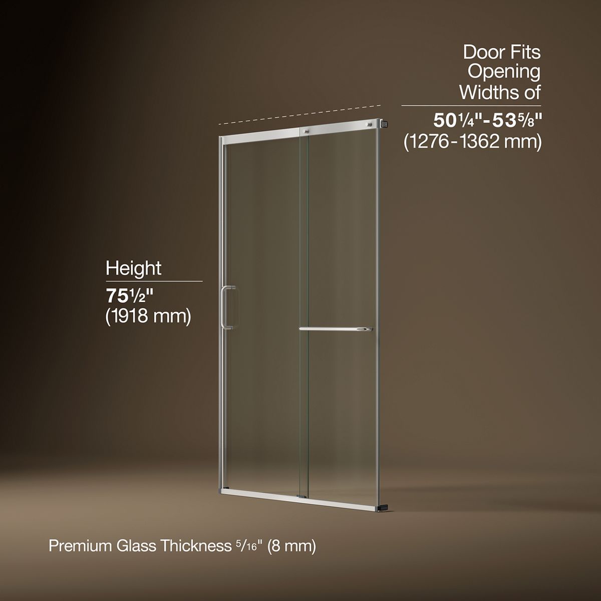 43758-elate-sliding-shower-door-75-1-2-h-x-50-1-4-53-5-8-w-with-heavy-5-16-thick-crystal-clear-glass-24.jpg Elate® Sliding shower door, 75-1/2" H x 50-1/4 - 53-5/8" W, with heavy 5/16" thick Crystal Clear glass