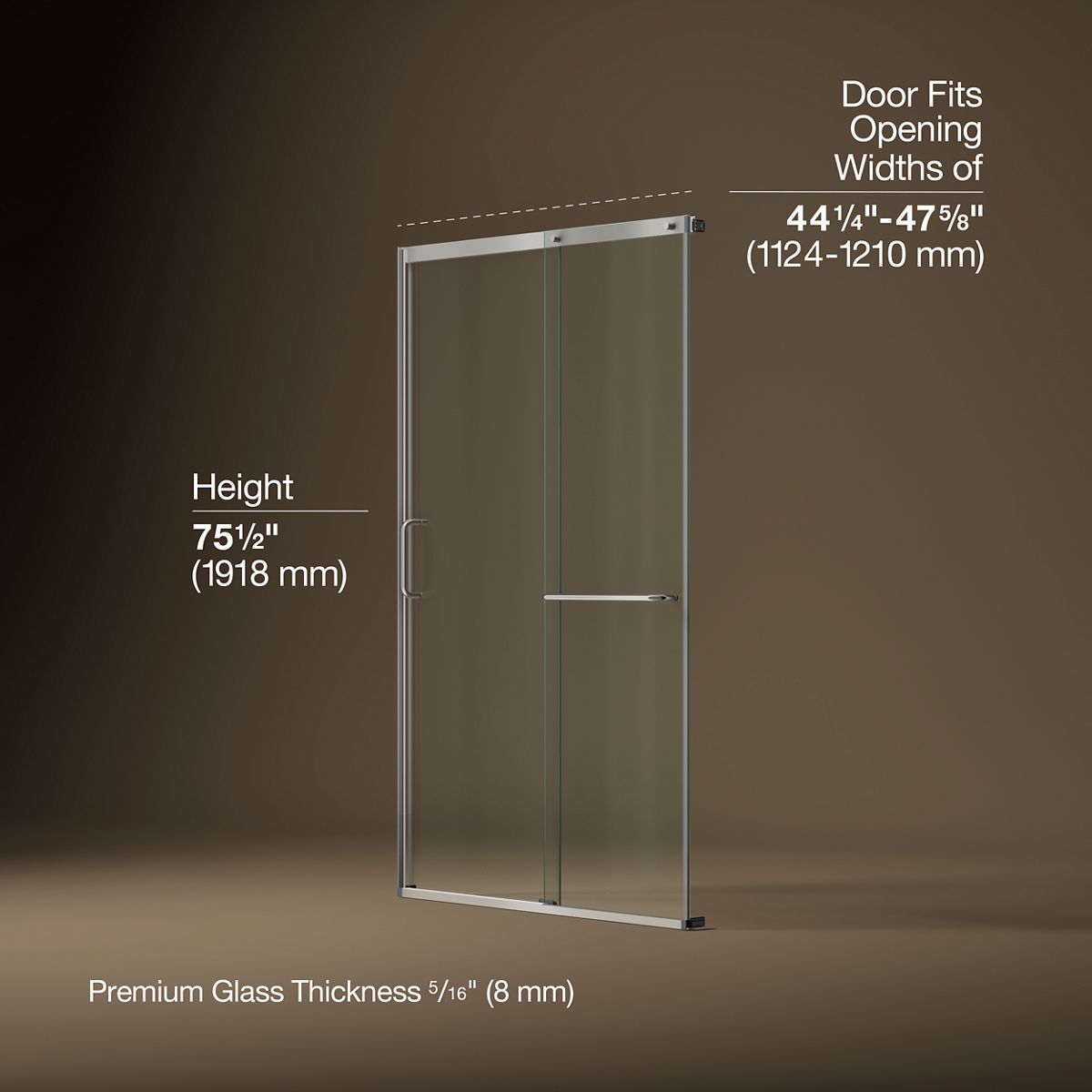 43758-elate-sliding-shower-door-75-1-2-h-x-50-1-4-53-5-8-w-with-heavy-5-16-thick-crystal-clear-glass-27.jpg Elate® Sliding shower door, 75-1/2" H x 50-1/4 - 53-5/8" W, with heavy 5/16" thick Crystal Clear glass
