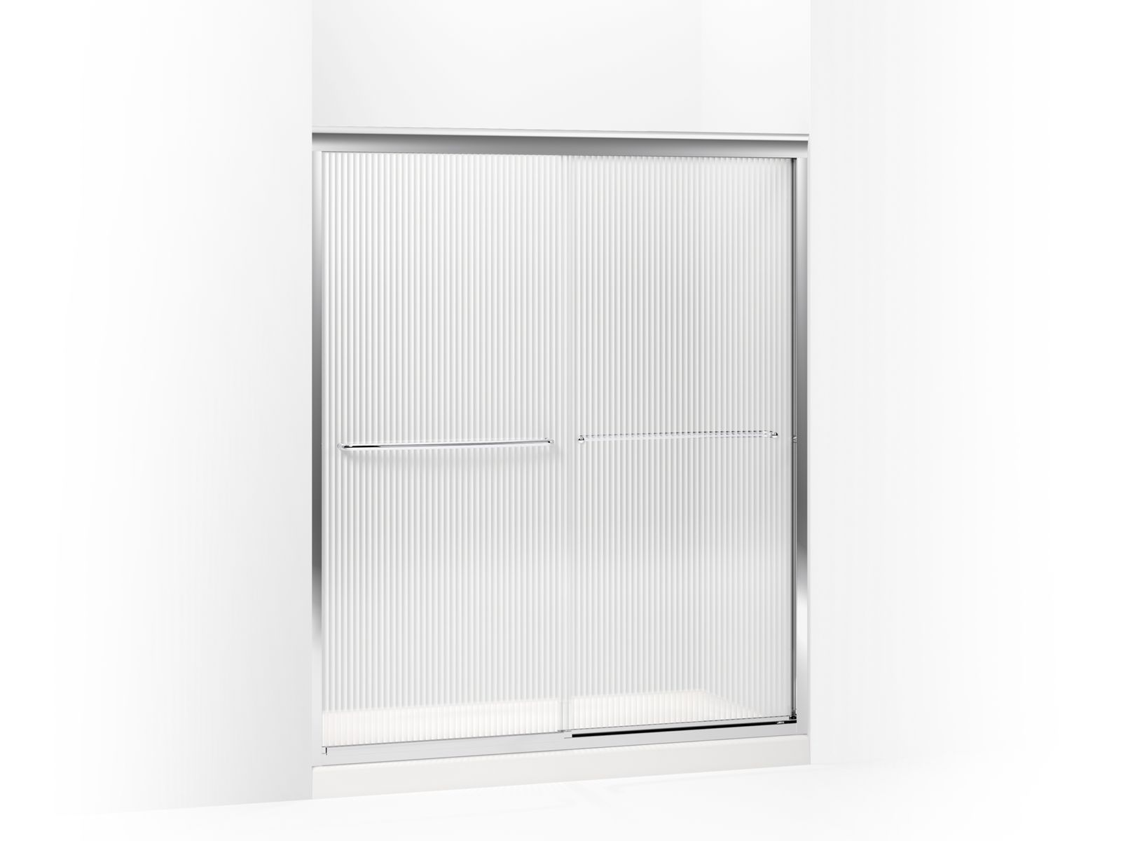 43776-fluence-sliding-shower-door-70-5-16-h-x-56-5-8-59-5-8-w-with-1-4-thick-falling-lines-glass-1.jpg Fluence® Sliding shower door, 70-5/16" H x 56-5/8 - 59-5/8" W, with 1/4" thick Falling Lines glass