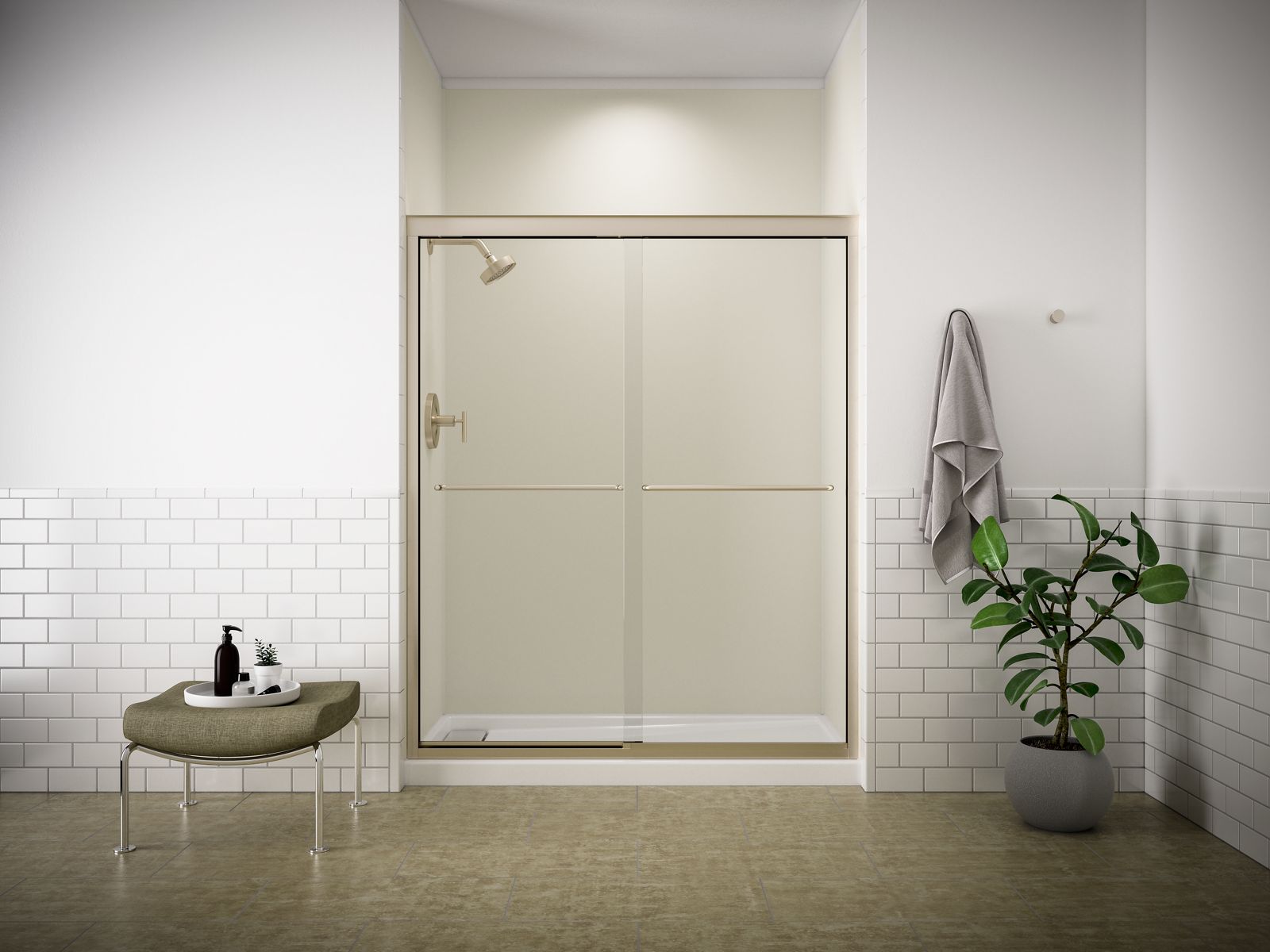 43798-fluence-sliding-shower-door-70-5-16-h-x-56-5-8-59-5-8-w-with-1-4-thick-crystal-clear-glass-5.jpg Fluence® Sliding shower door, 70-5/16" H x 56-5/8 - 59-5/8" W, with 1/4" thick Crystal Clear glass