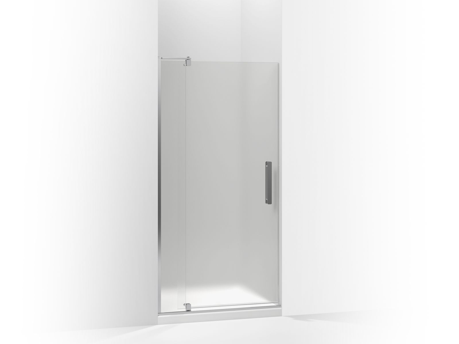 Revel® Pivot shower door, 74" H x 31-1/8 - 36" W, with 5/16" thick Frosted glass