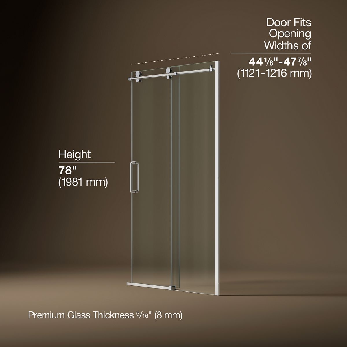 43899-cursiva-sliding-shower-door-78-h-x-44-1-8-47-7-8-w-with-5-16-thick-crystal-clear-glass-8.jpg Cursiva™ Sliding shower door, 78" H x 44-1/8 - 47-7/8" W, with 5/16" thick Crystal Clear glass