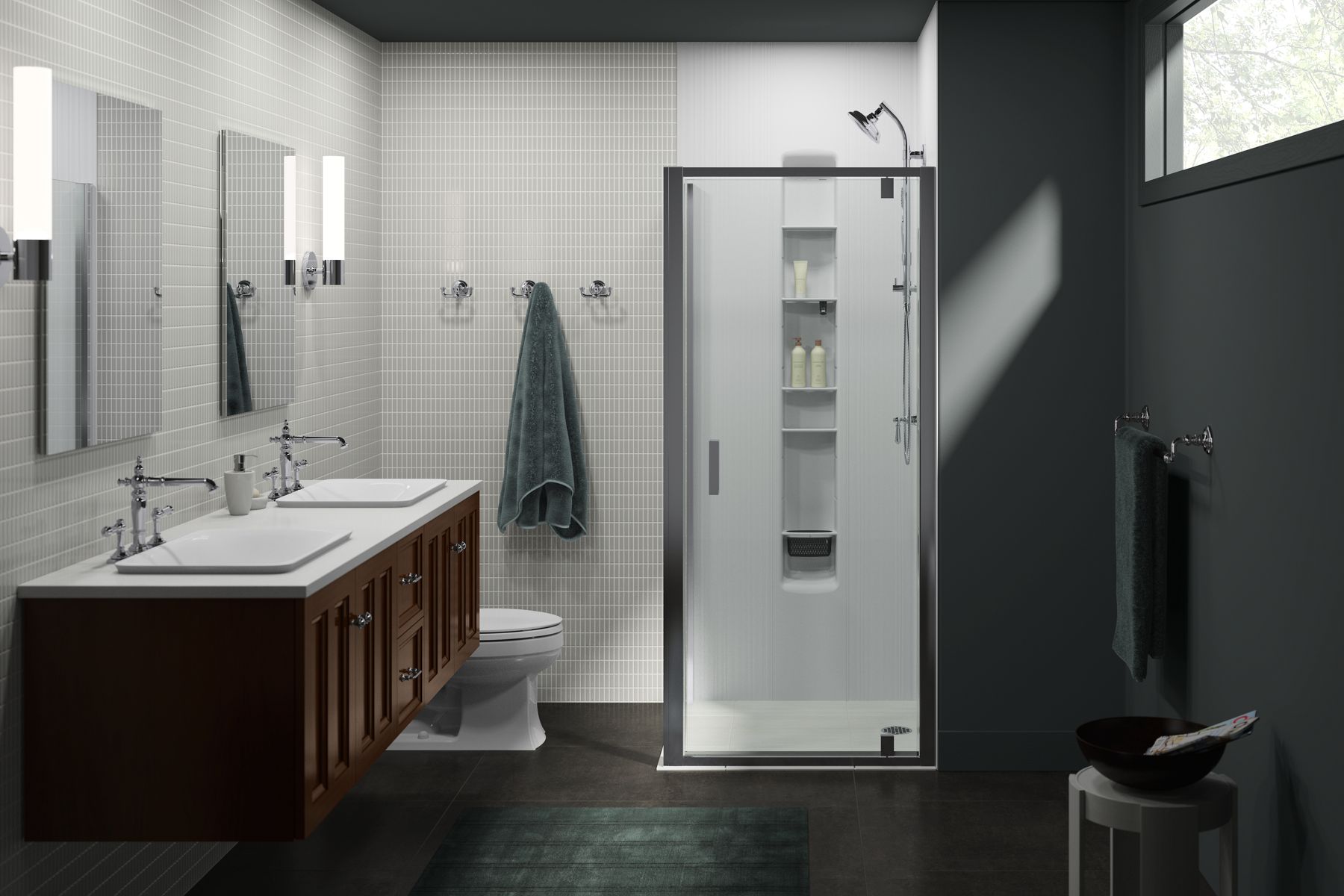 43927-aerie-pivot-shower-door-with-return-panel-75-h-x-33-7-16-35-13-16-w-with-5-16-thick-crystal-clear-glass-3.jpg Aerie® Pivot shower door with return panel, 75" H x 33-7/16 - 35-13/16" W, with 5/16" thick Crystal Clear glass