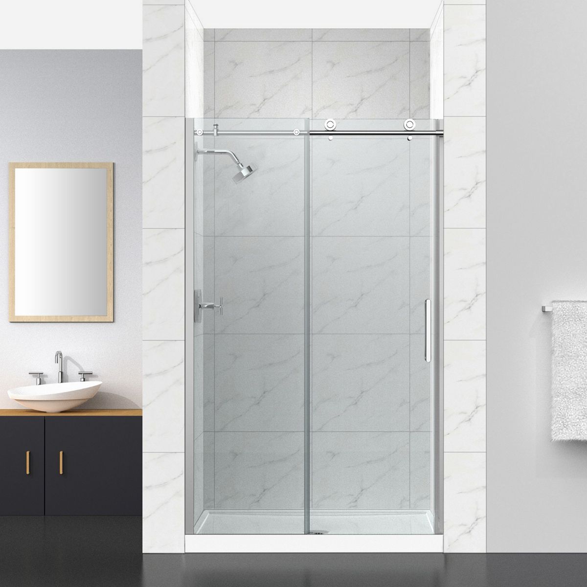 43966-composed-78-h-sliding-shower-door-with-3-8-thick-glass-5.jpg Composed™ 78" H sliding shower door with 3/8"-thick glass