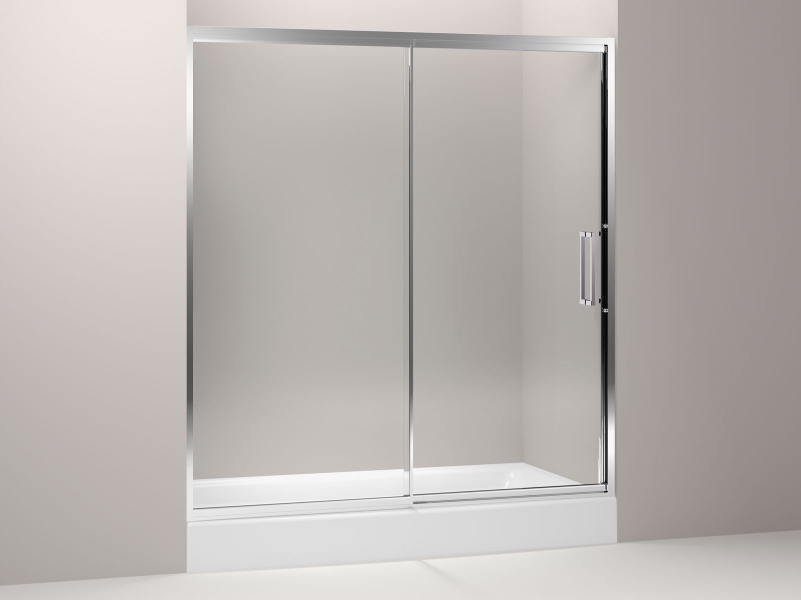 Lattis(R) semi-frameless pivot shower door with 1/4" thick Crystal Clear glass, 69" - 72" x 76"