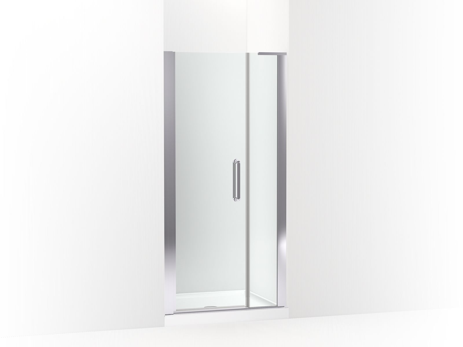 Cursiva™ Pivot shower door, 71-5/8" H x 33 - 35-1/2" W, with 5/16" thick Crystal Clear glass