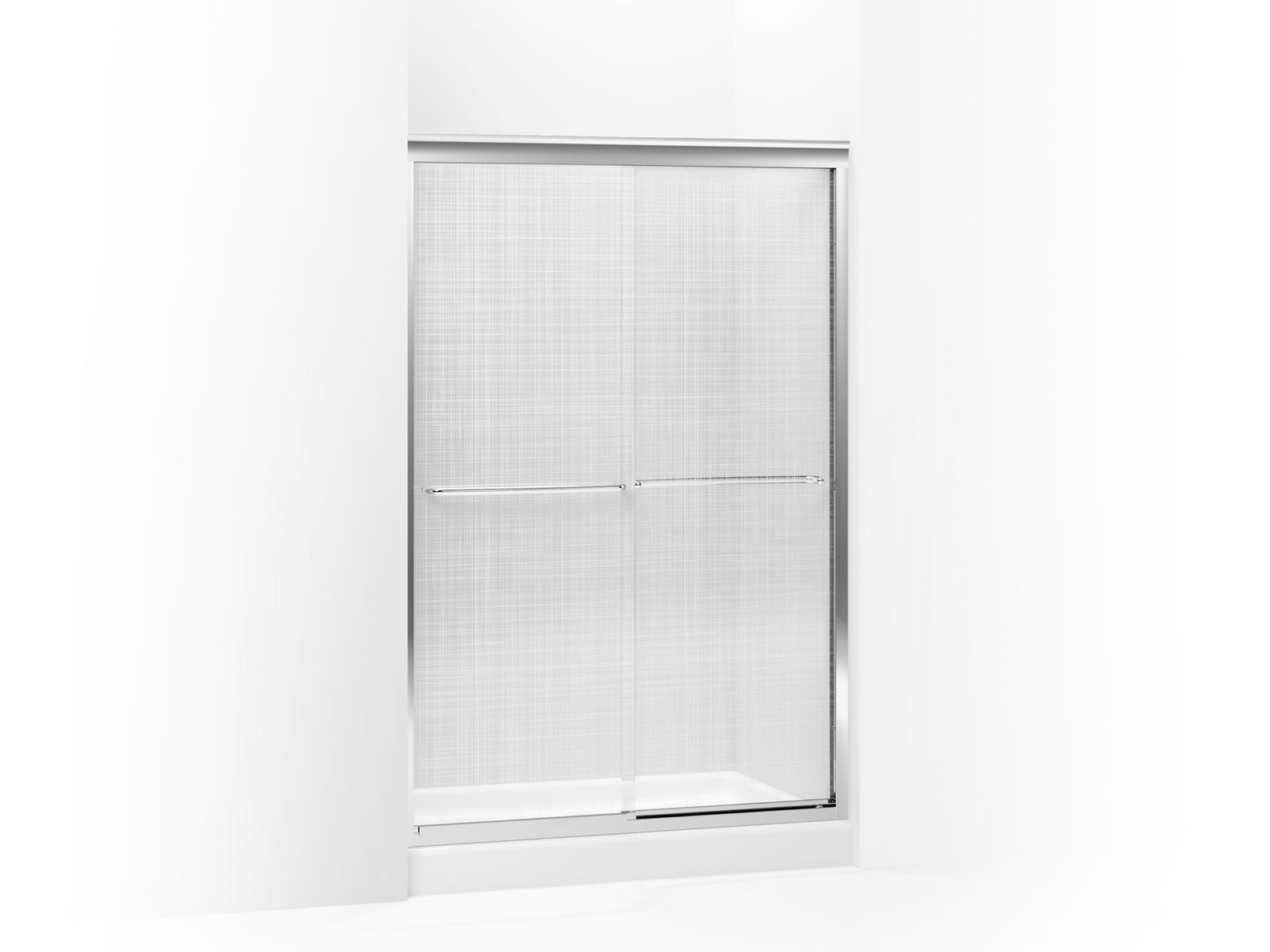 Fluence® Sliding shower door, 70-5/16" H x 44-5/8 - 47-5/8" W, with 1/4" thick Cavata® glass