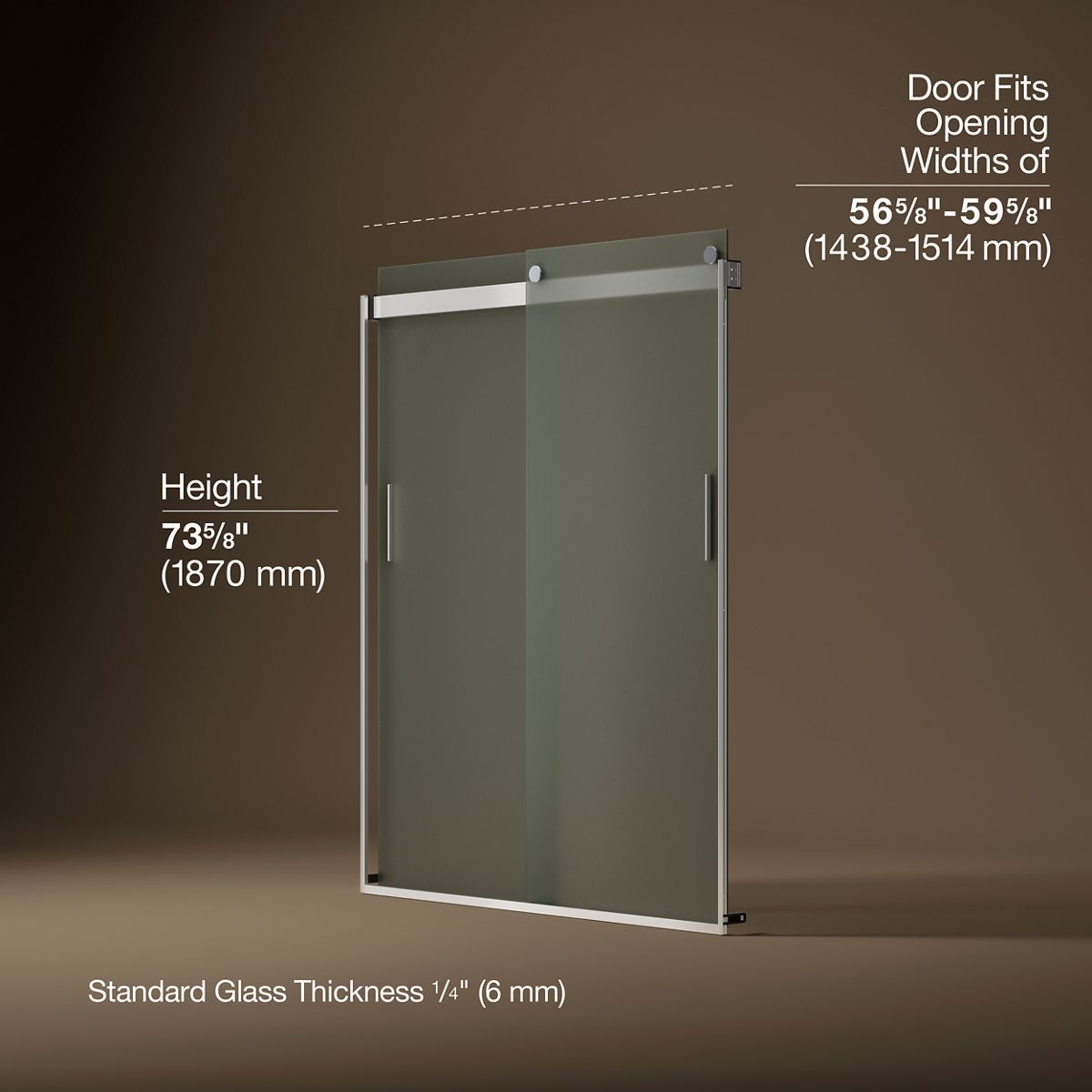 44040-levity-sliding-shower-door-74-h-x-56-5-8-59-5-8-w-with-1-4-thick-frosted-glass-and-blade-handles-17.jpg Levity® Sliding shower door, 74" H x 56-5/8 - 59-5/8" W, with 1/4" thick Frosted glass and blade handles