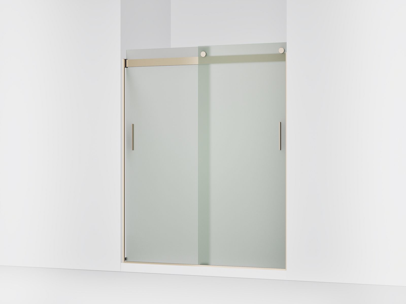 44040-levity-sliding-shower-door-74-h-x-56-5-8-59-5-8-w-with-1-4-thick-frosted-glass-and-blade-handles-2.jpg Levity® Sliding shower door, 74" H x 56-5/8 - 59-5/8" W, with 1/4" thick Frosted glass and blade handles