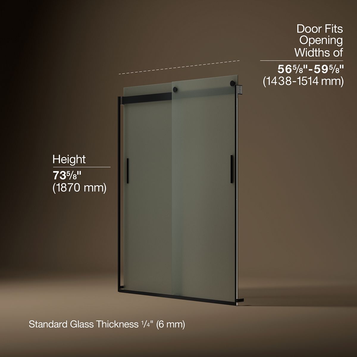 44040-levity-sliding-shower-door-74-h-x-56-5-8-59-5-8-w-with-1-4-thick-frosted-glass-and-blade-handles-20.jpg Levity® Sliding shower door, 74" H x 56-5/8 - 59-5/8" W, with 1/4" thick Frosted glass and blade handles