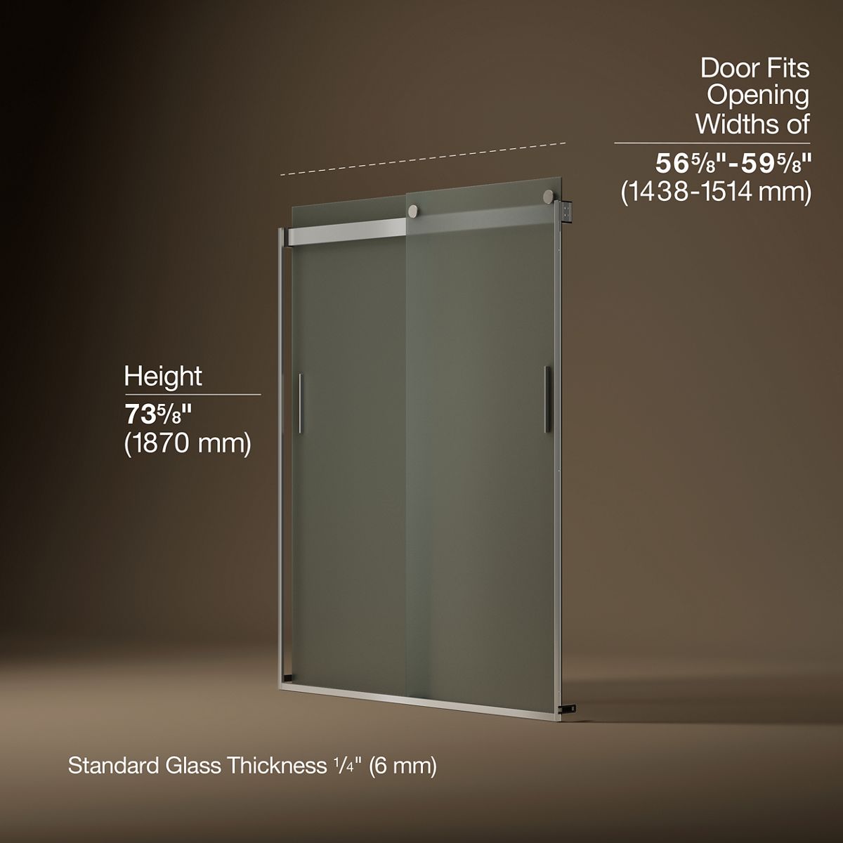 44040-levity-sliding-shower-door-74-h-x-56-5-8-59-5-8-w-with-1-4-thick-frosted-glass-and-blade-handles-21.jpg Levity® Sliding shower door, 74" H x 56-5/8 - 59-5/8" W, with 1/4" thick Frosted glass and blade handles