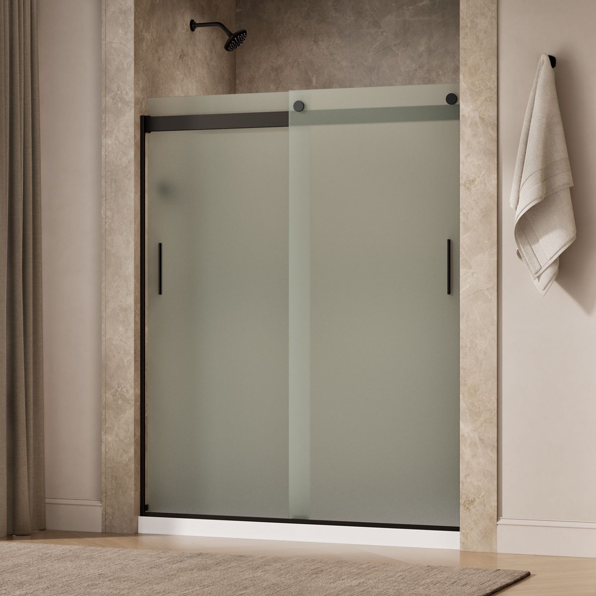 44040-levity-sliding-shower-door-74-h-x-56-5-8-59-5-8-w-with-1-4-thick-frosted-glass-and-blade-handles-29.jpg Levity® Sliding shower door, 74" H x 56-5/8 - 59-5/8" W, with 1/4" thick Frosted glass and blade handles