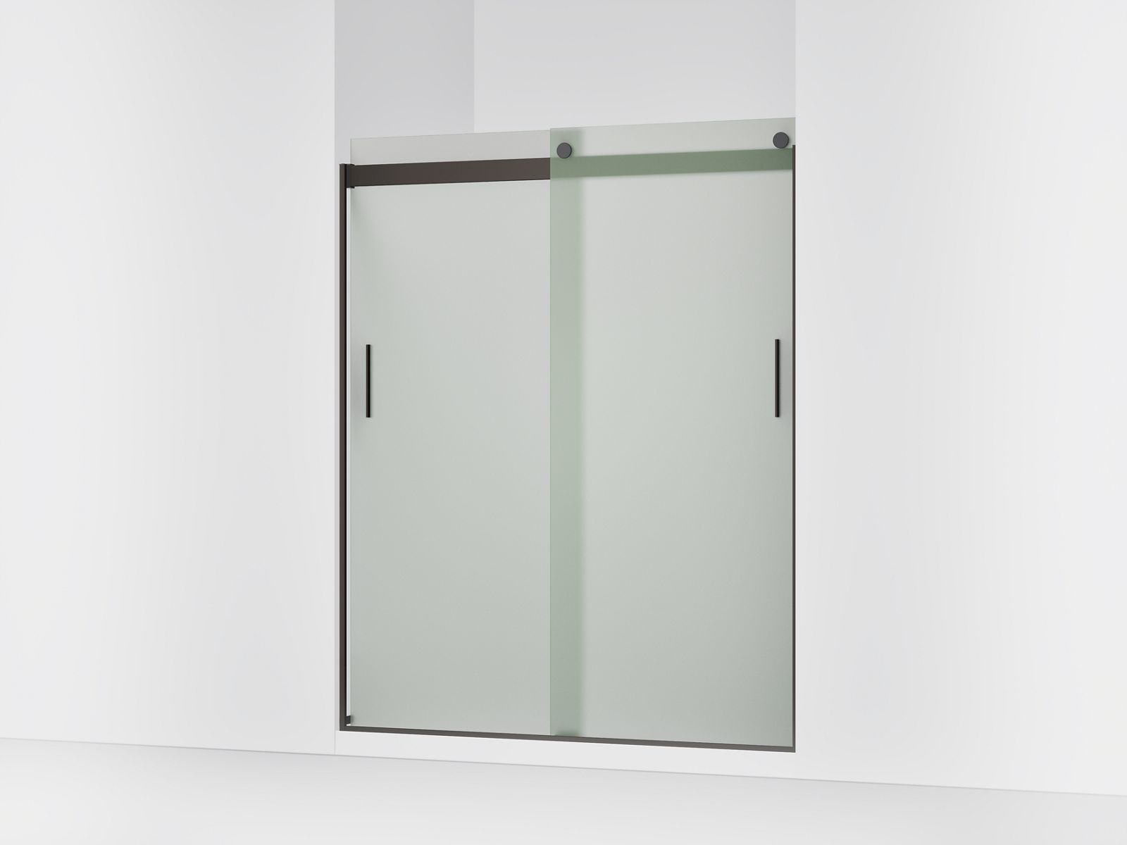 44040-levity-sliding-shower-door-74-h-x-56-5-8-59-5-8-w-with-1-4-thick-frosted-glass-and-blade-handles-3.jpg Levity® Sliding shower door, 74" H x 56-5/8 - 59-5/8" W, with 1/4" thick Frosted glass and blade handles