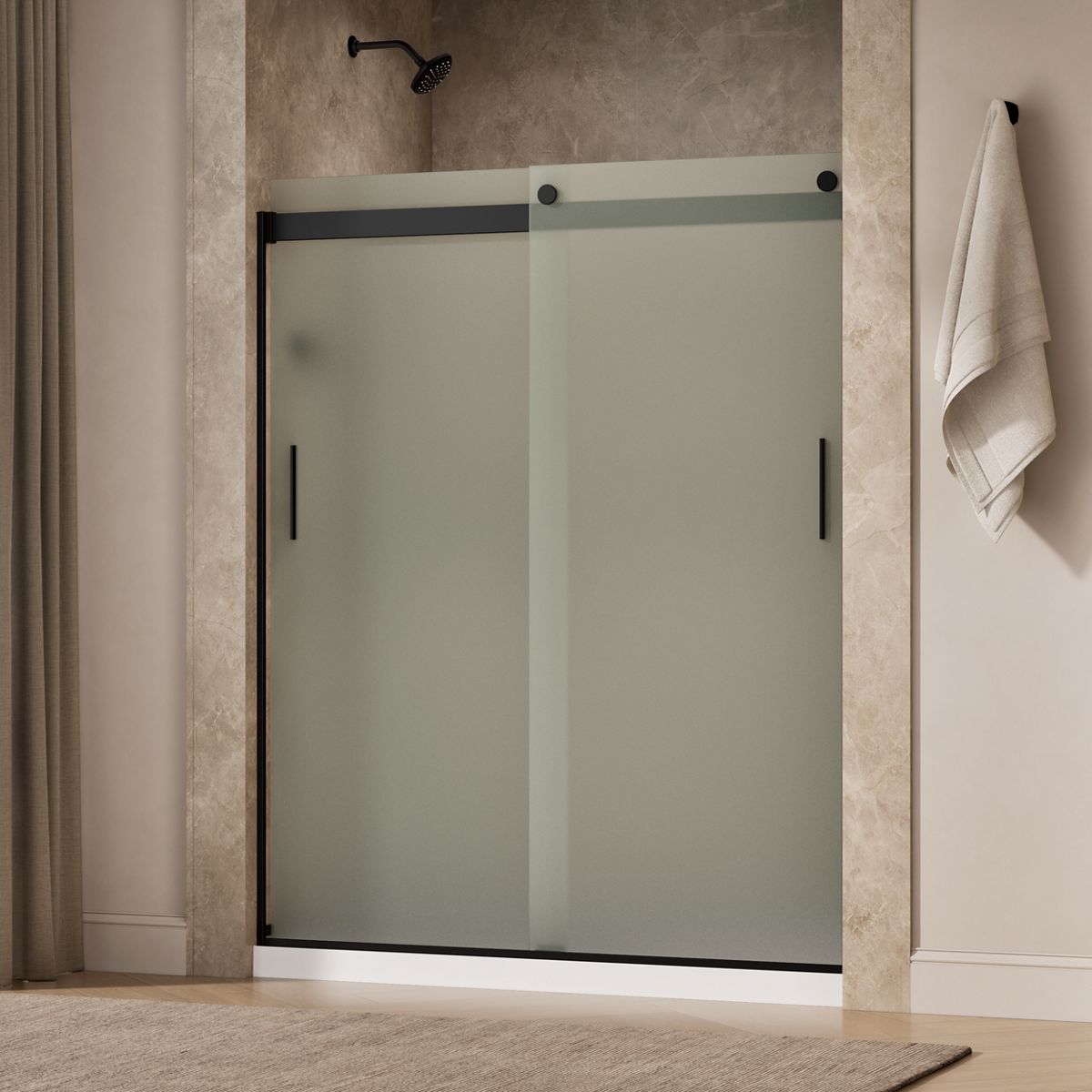 44040-levity-sliding-shower-door-74-h-x-56-5-8-59-5-8-w-with-1-4-thick-frosted-glass-and-blade-handles-30.jpg Levity® Sliding shower door, 74" H x 56-5/8 - 59-5/8" W, with 1/4" thick Frosted glass and blade handles