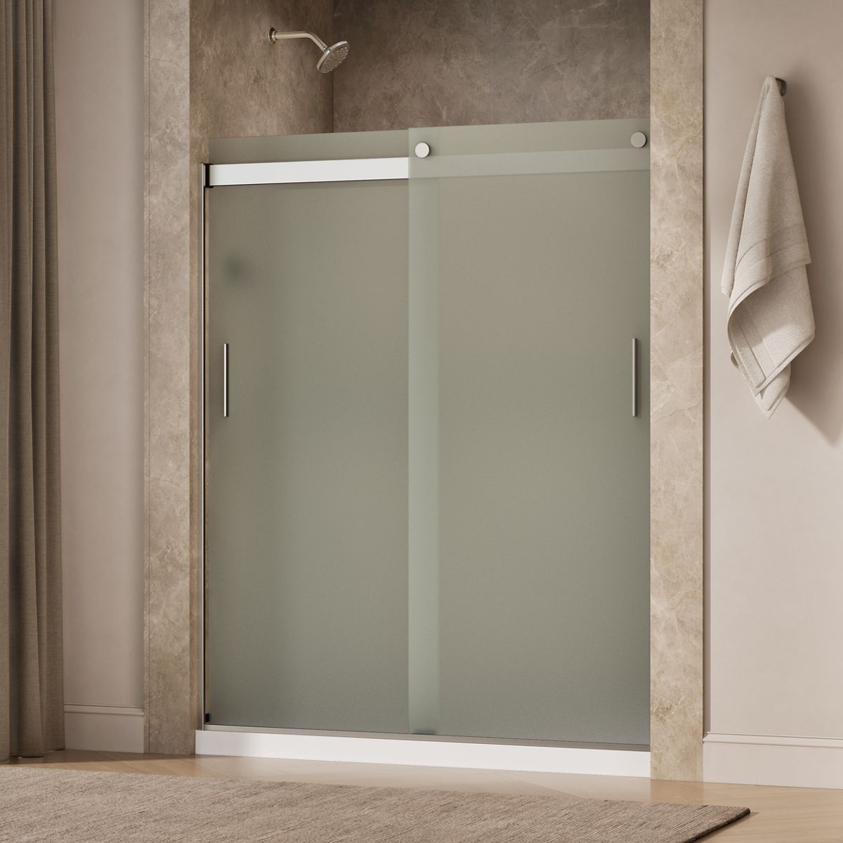 44040-levity-sliding-shower-door-74-h-x-56-5-8-59-5-8-w-with-1-4-thick-frosted-glass-and-blade-handles-31.jpg Levity® Sliding shower door, 74" H x 56-5/8 - 59-5/8" W, with 1/4" thick Frosted glass and blade handles