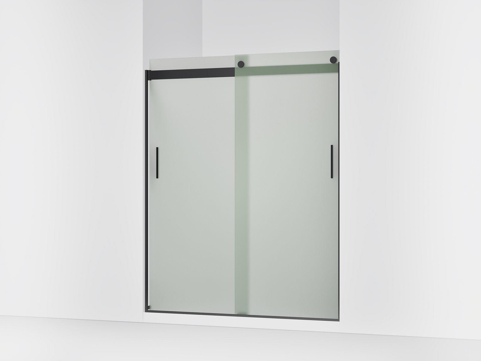 44040-levity-sliding-shower-door-74-h-x-56-5-8-59-5-8-w-with-1-4-thick-frosted-glass-and-blade-handles-4.jpg Levity® Sliding shower door, 74" H x 56-5/8 - 59-5/8" W, with 1/4" thick Frosted glass and blade handles