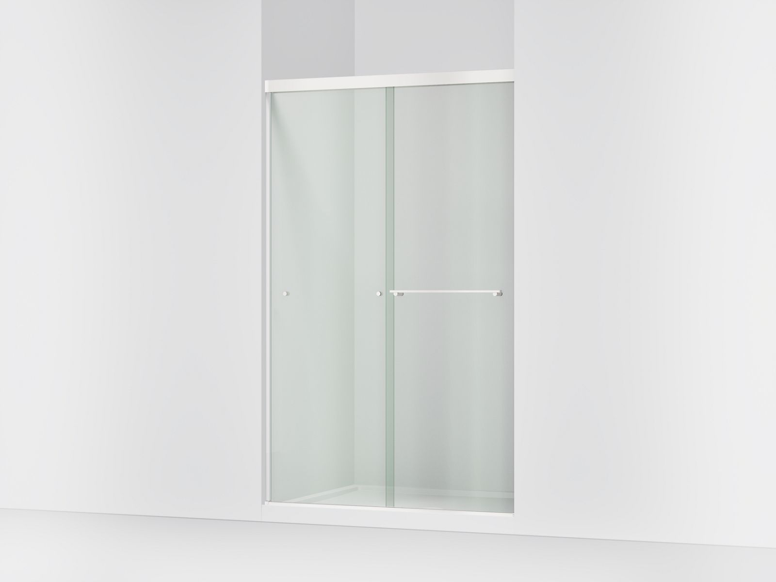 Revel® Sliding shower door, 76" H x 44-5/8 - 47-5/8" W, with 5/16" thick Crystal Clear glass