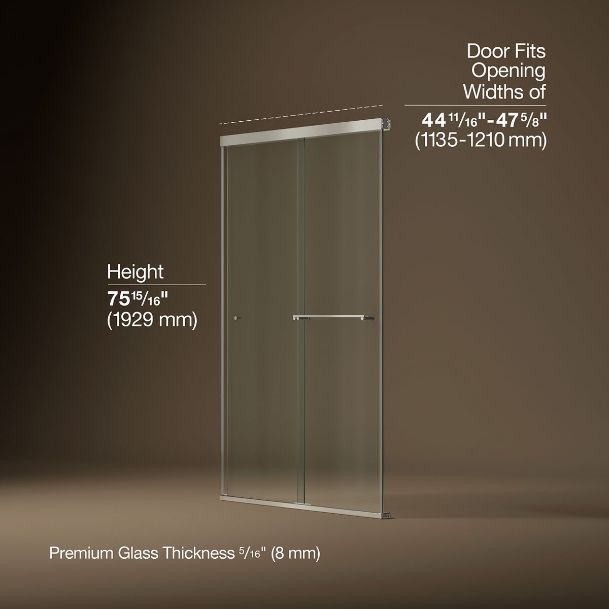 44058-revel-sliding-shower-door-76-h-x-44-5-8-47-5-8-w-with-5-16-thick-crystal-clear-glass-7.jpg Revel® Sliding shower door, 76" H x 44-5/8 - 47-5/8" W, with 5/16" thick Crystal Clear glass