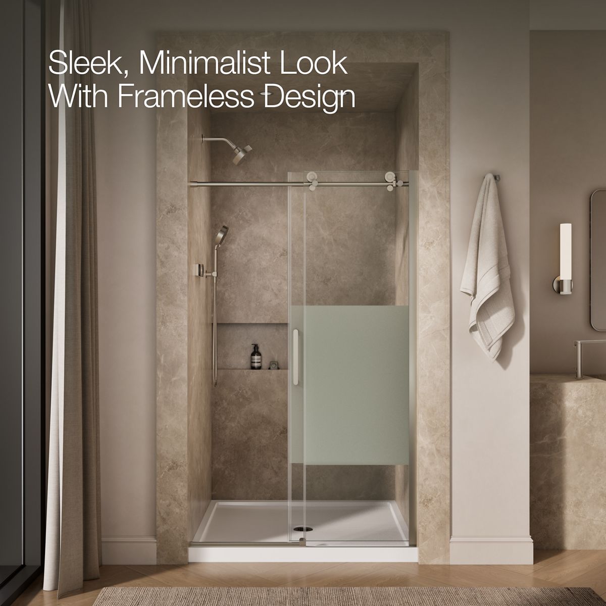 44085-composed-78-h-sliding-shower-door-with-3-8-thick-glass-9.jpg Composed™ 78" H sliding shower door with 3/8"-thick glass